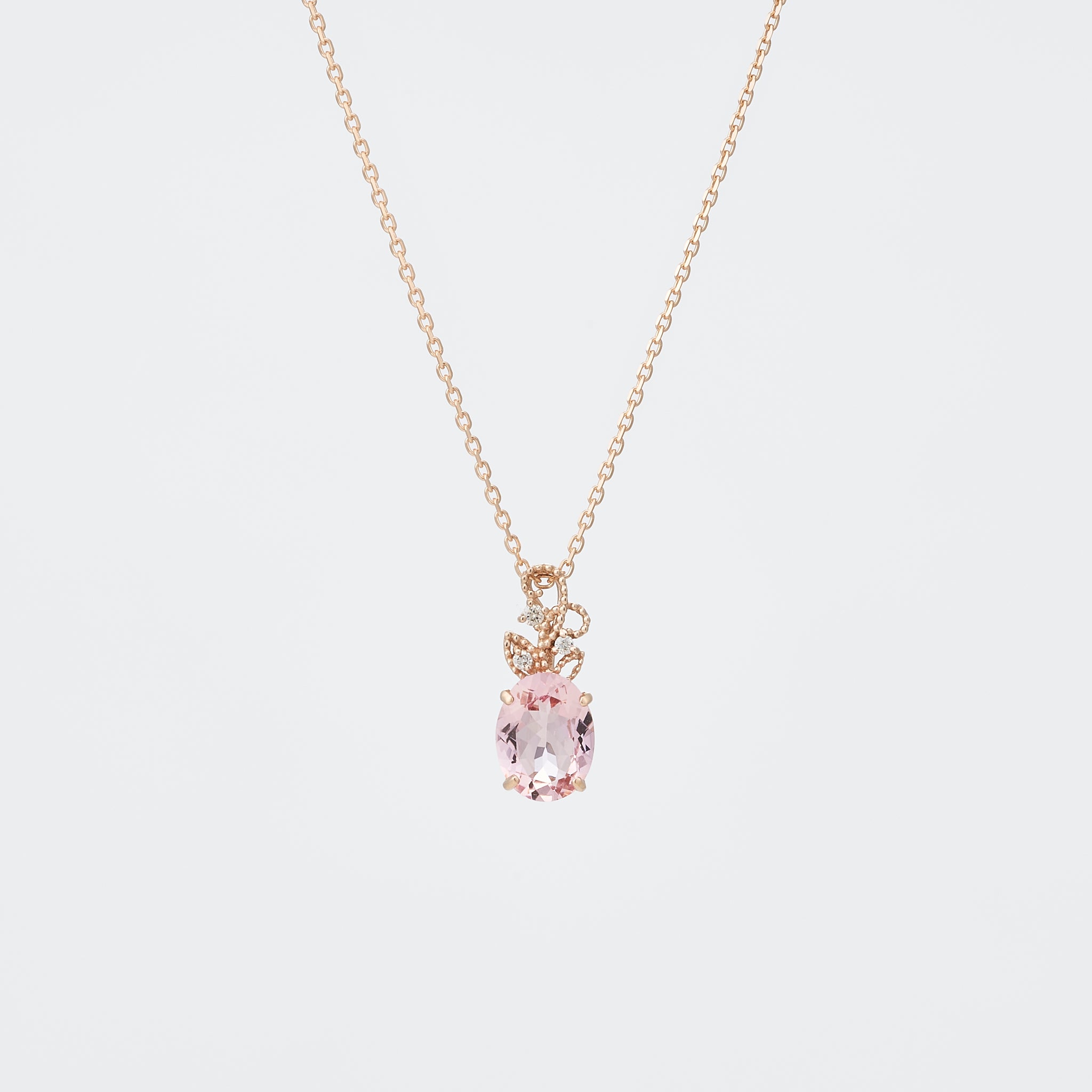 モルガナイト/ダイヤモンド K18ネックレス(1.0カラット/4月誕生石)《26A02002》