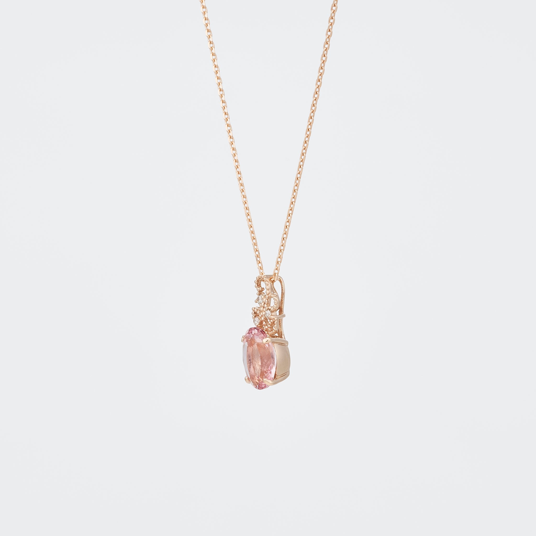 モルガナイト/ダイヤモンド K18ネックレス(1.0カラット/4月誕生石)《26A02002》