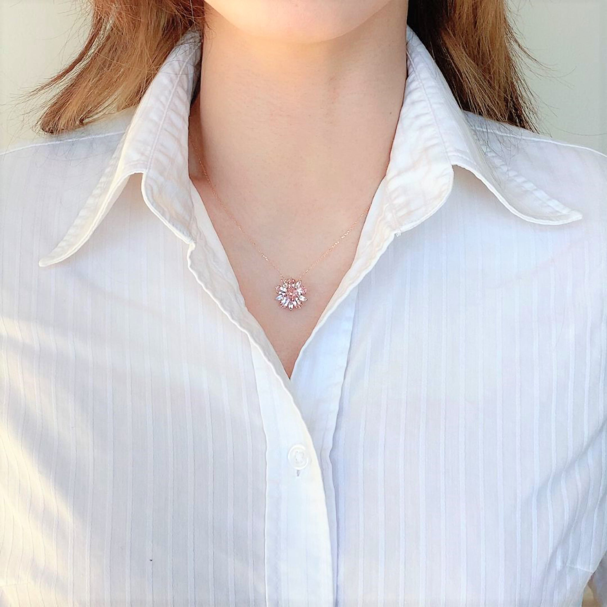 モルガナイト/アンデシンラブラドライト K18ネックレス(4月誕生石)《26A02003》