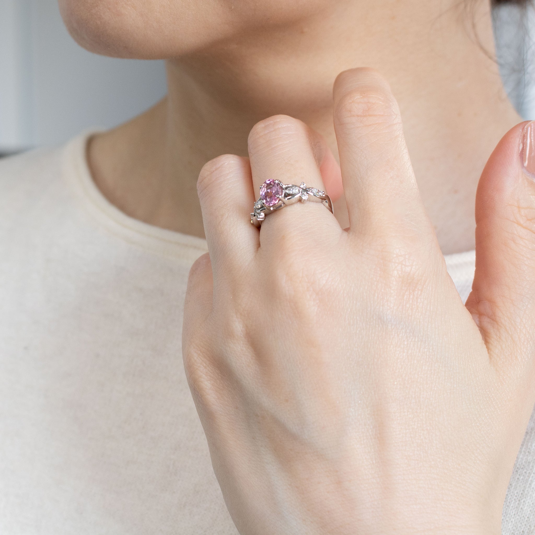 【限定1点】モルガナイト/ダイヤモンド プラチナリング(4月誕生石)《26A02005》