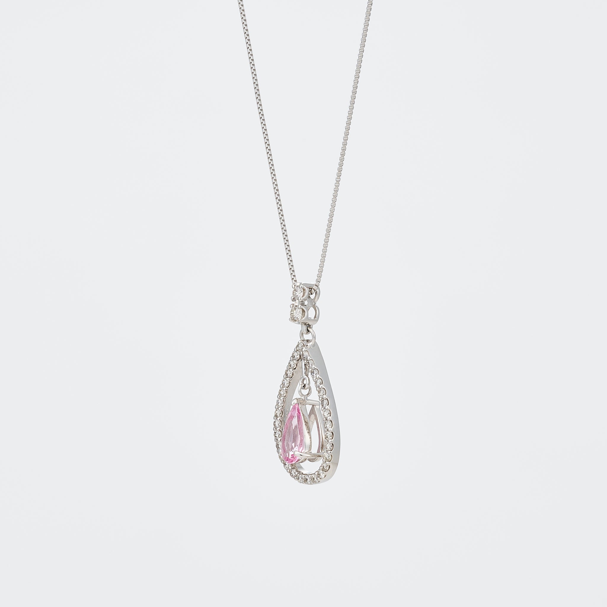 モルガナイト/ダイヤモンド プラチナネックレス(ペアシェイプ/4月誕生石)《26A02006》