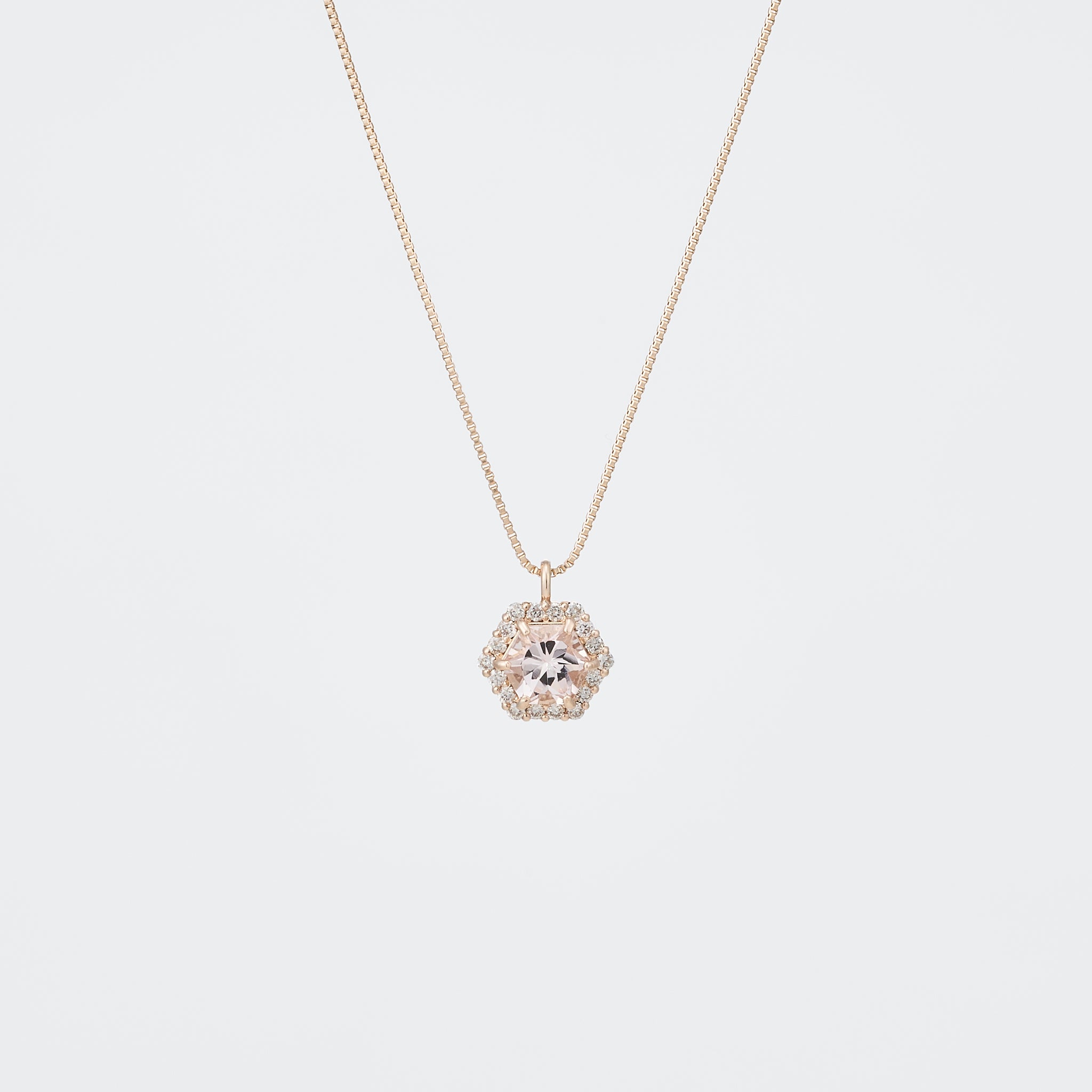 モルガナイト/ダイヤモンド K18ネックレス(0.48カラット/ヘキサゴンカット/4月誕生石)《26A02007》