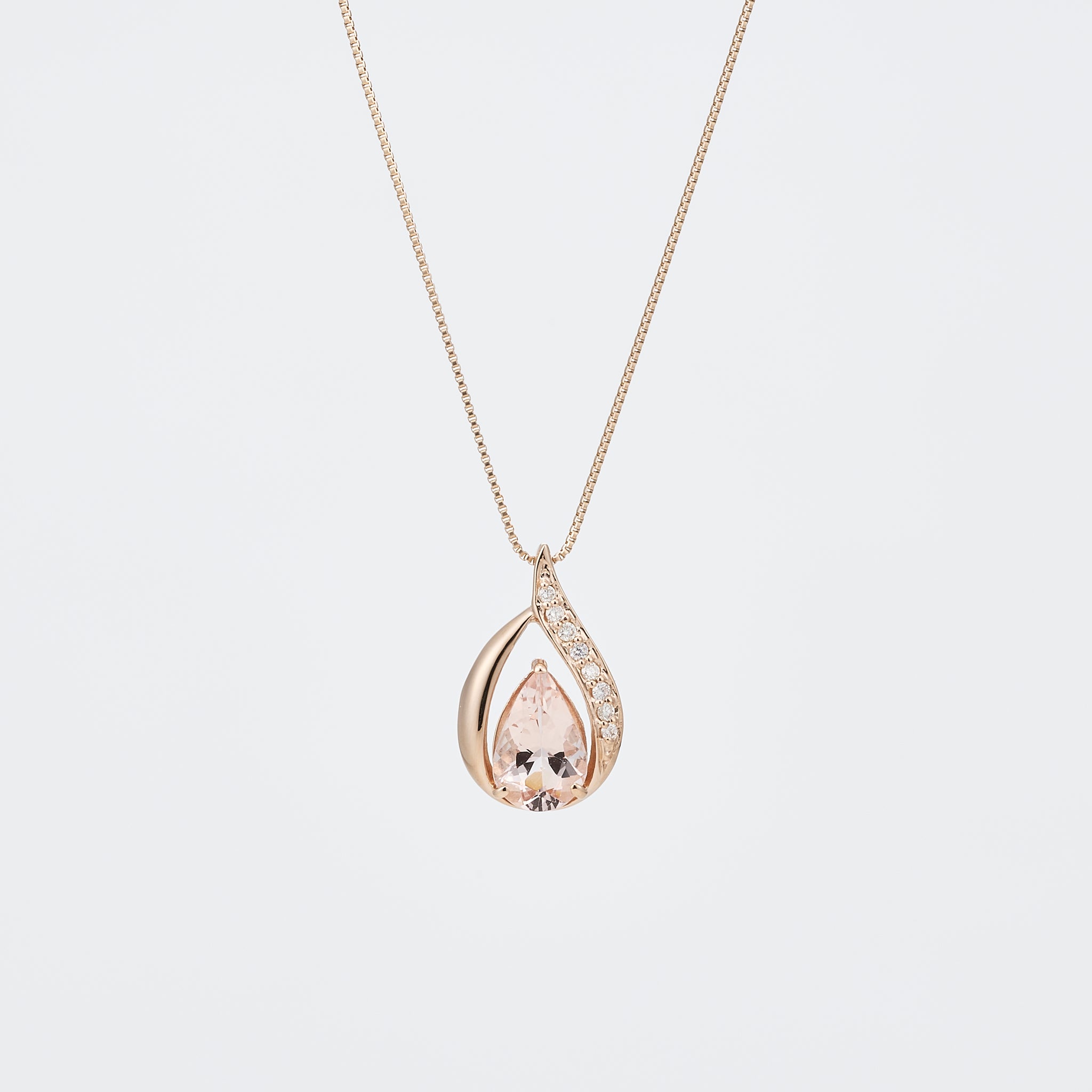 モルガナイト/ダイヤモンド K18ネックレス(1.0カラット/ペアシェイプ/4月誕生石)《26A02008》