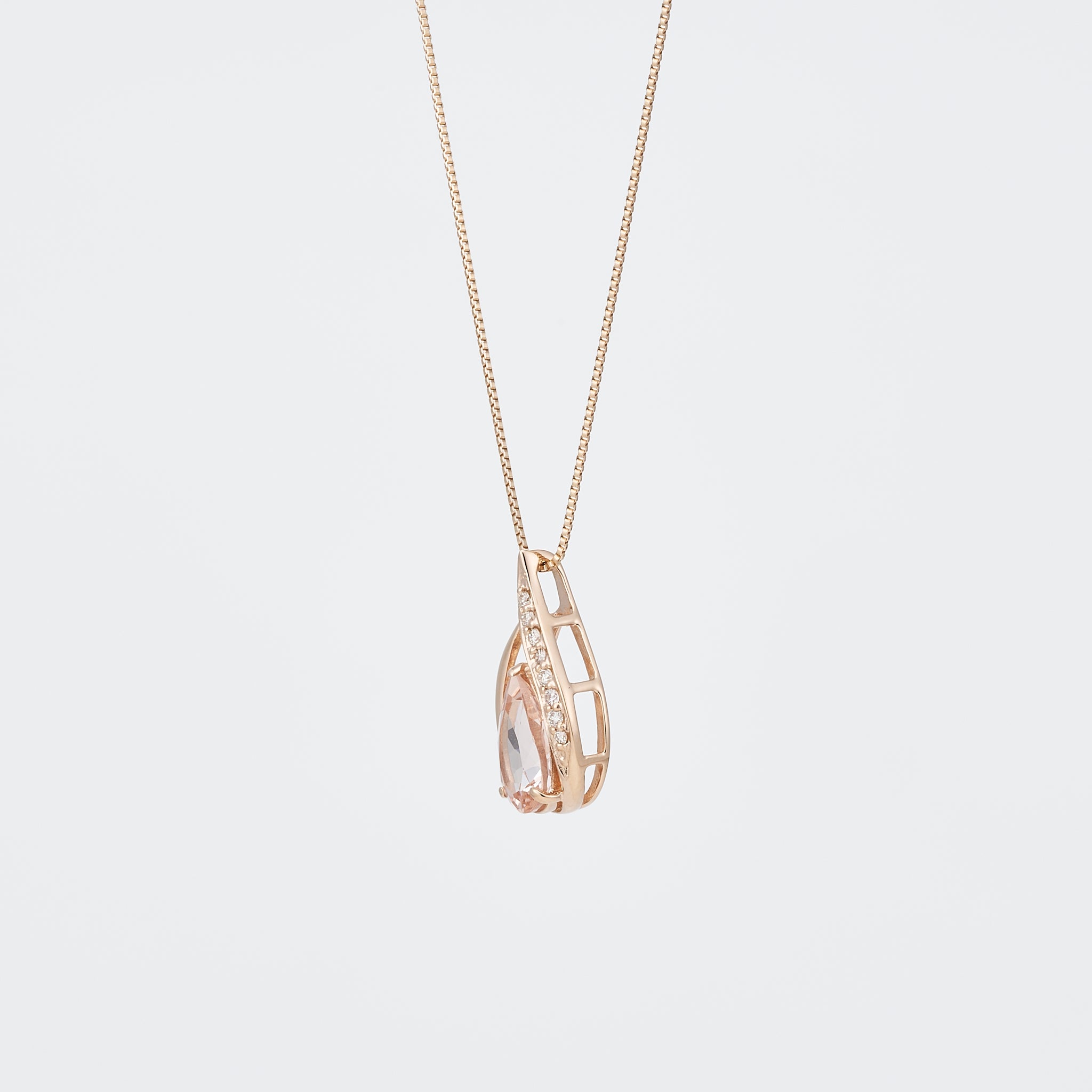 モルガナイト/ダイヤモンド K18ネックレス(1.0カラット/ペアシェイプ/4月誕生石)《26A02008》