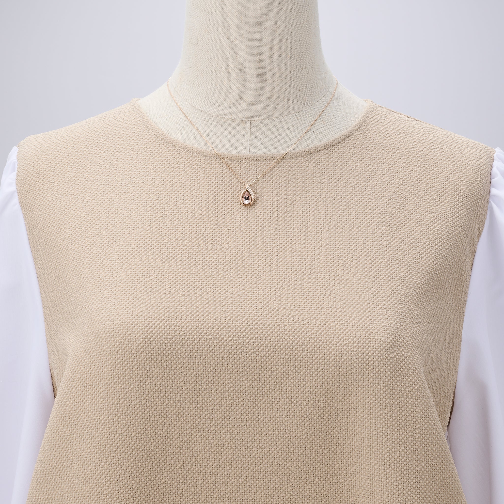 モルガナイト/ダイヤモンド K18ネックレス(1.0カラット/ペアシェイプ/4月誕生石)《26A02008》