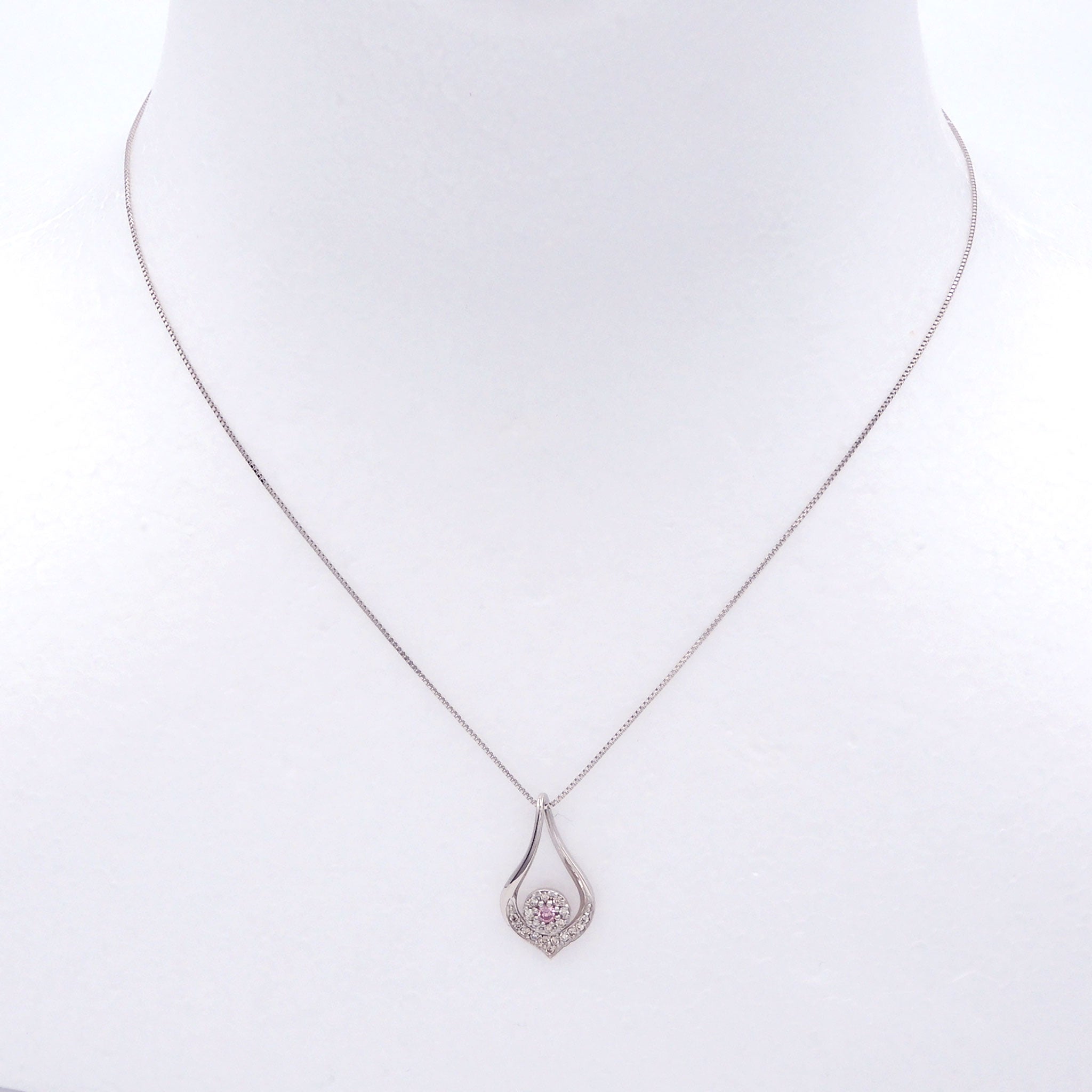 【限定2点】ピンクダイヤモンド/ダイヤモンド プラチナネックレス(0.04カラット/ファンシーインテンスピンク/VS2/4月誕生石/グレーディングレポート付)《26A02101》