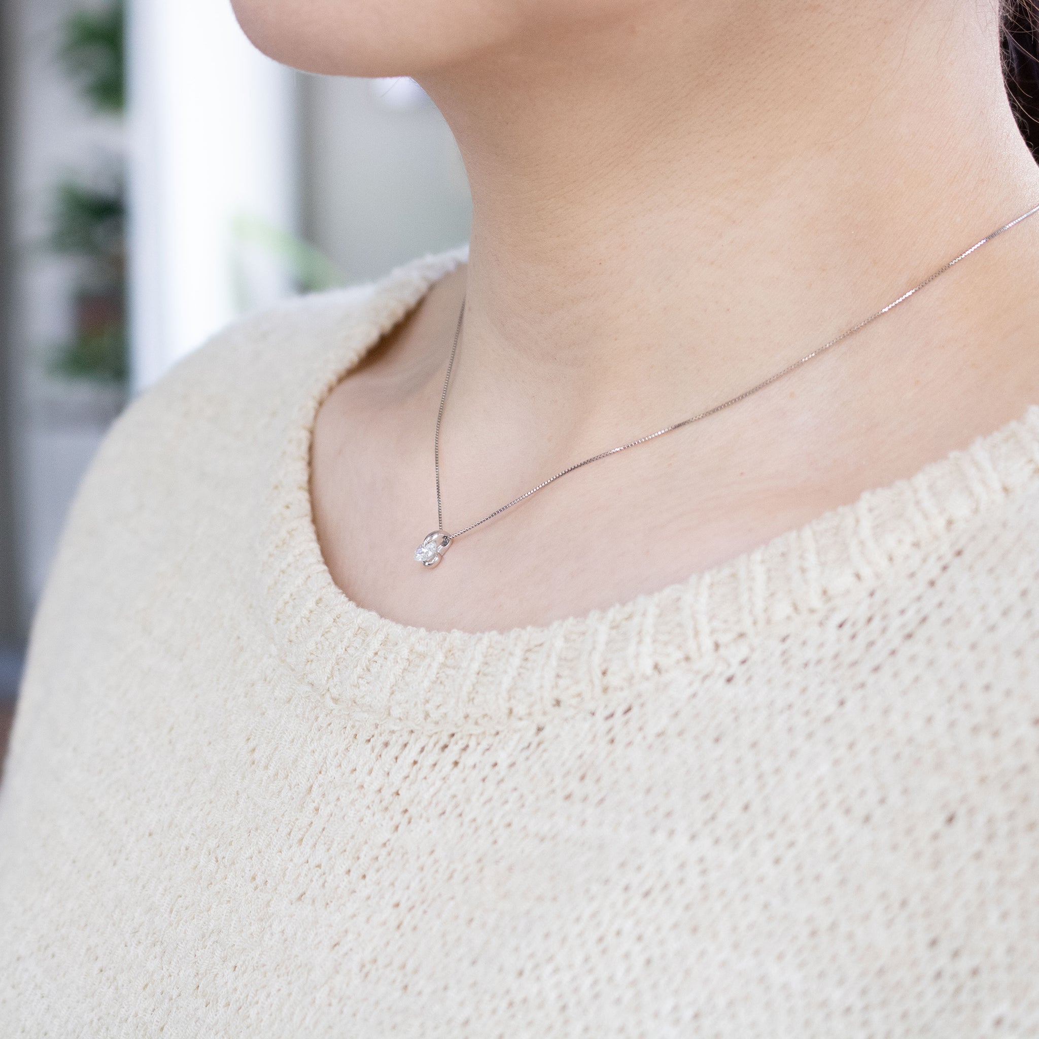 ダイヤモンド プラチナネックレス(0.4カラット/Hカラー/I1/GOOD/4月誕生石/グレーディングレポート付)《26A02103》