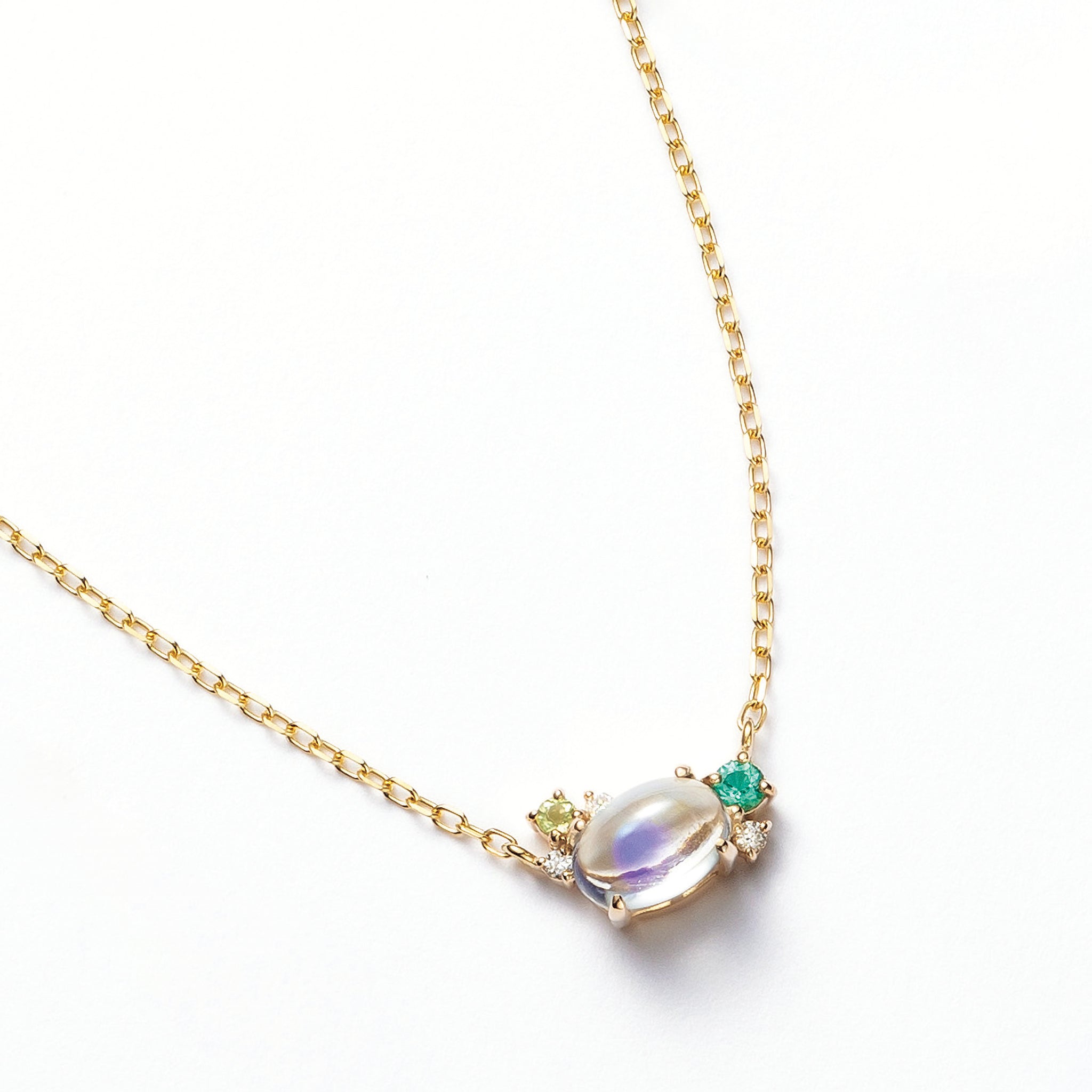 アンデシンラブラドライト/エメラルド K10ネックレス《26A02201》