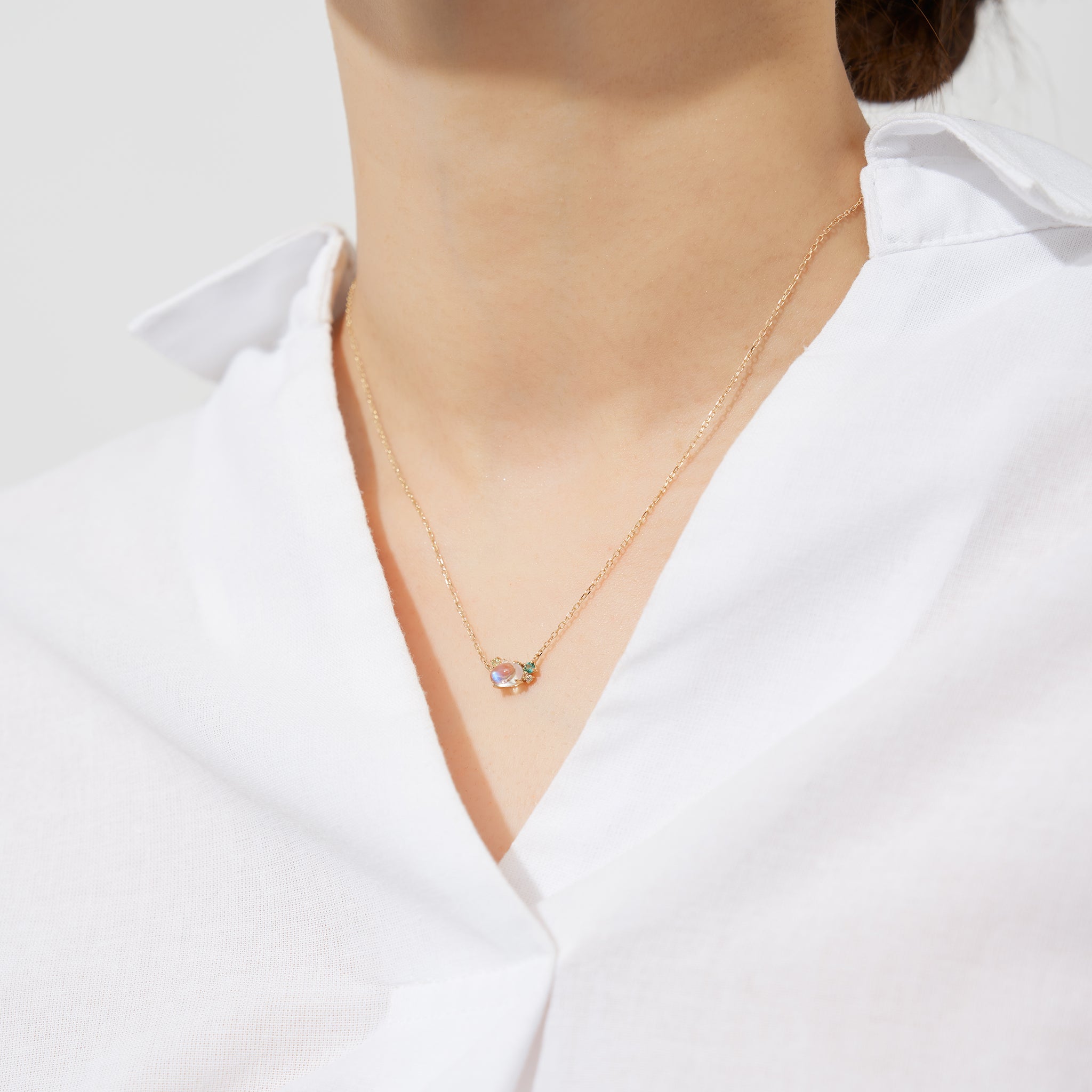 アンデシンラブラドライト/エメラルド K10ネックレス《26A02201》