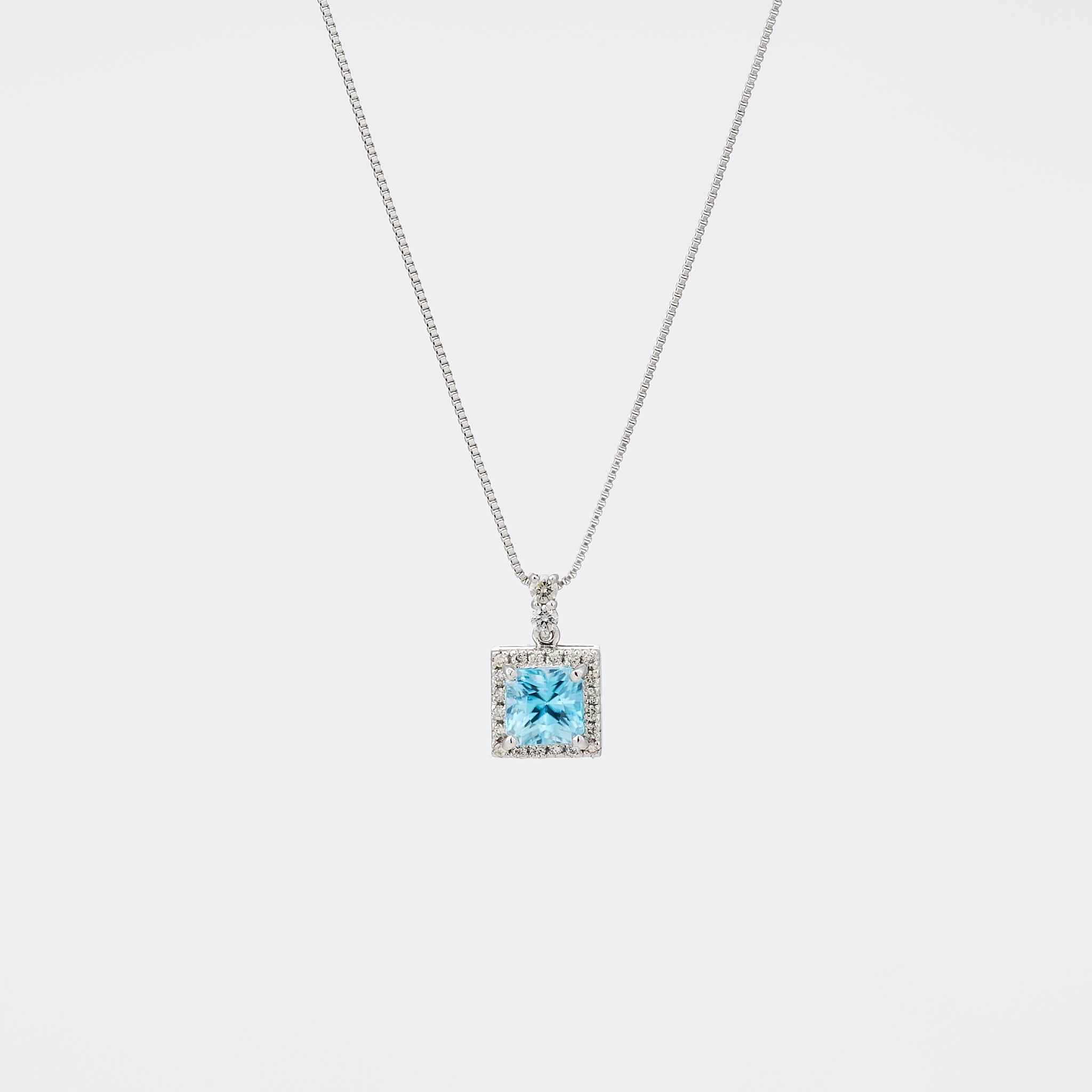 【限定1点】ブルージルコン/ダイヤモンド プラチナネックレス(12月誕生石)《26A02203》