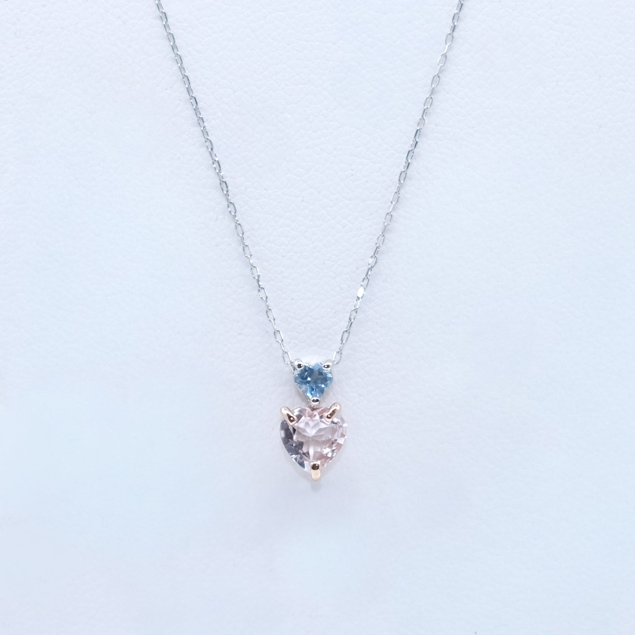 モルガナイト/アクアマリン プラチナ/K18ネックレス(コンビカラー/ハートシェイプ)《26A02208》