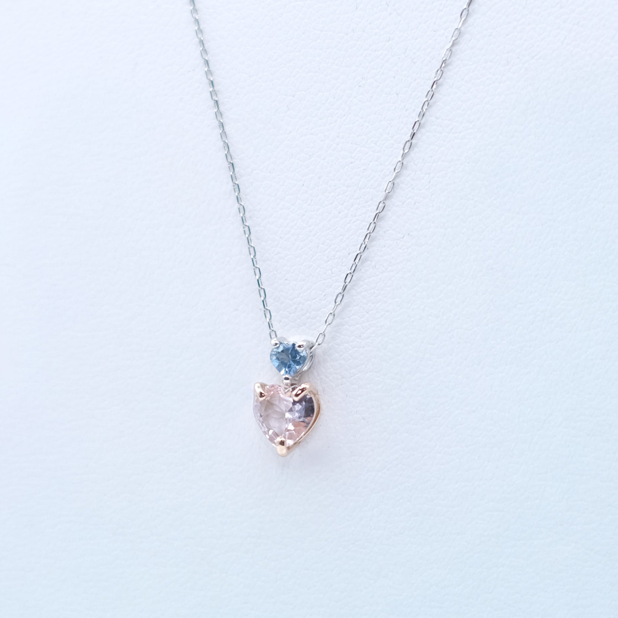 モルガナイト/アクアマリン プラチナ/K18ネックレス(コンビカラー/ハートシェイプ)《26A02208》