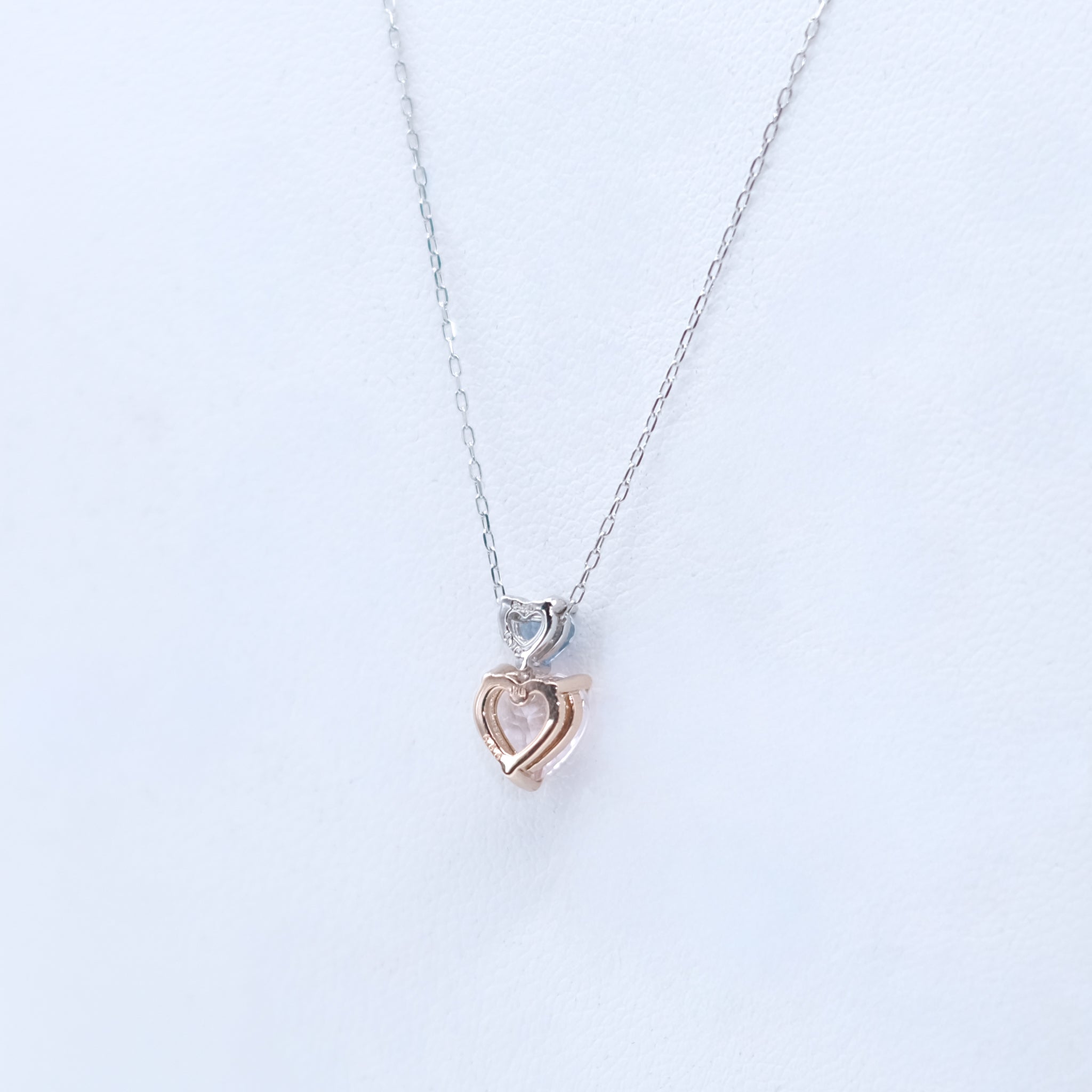 モルガナイト/アクアマリン プラチナ/K18ネックレス(コンビカラー/ハートシェイプ)《26A02208》