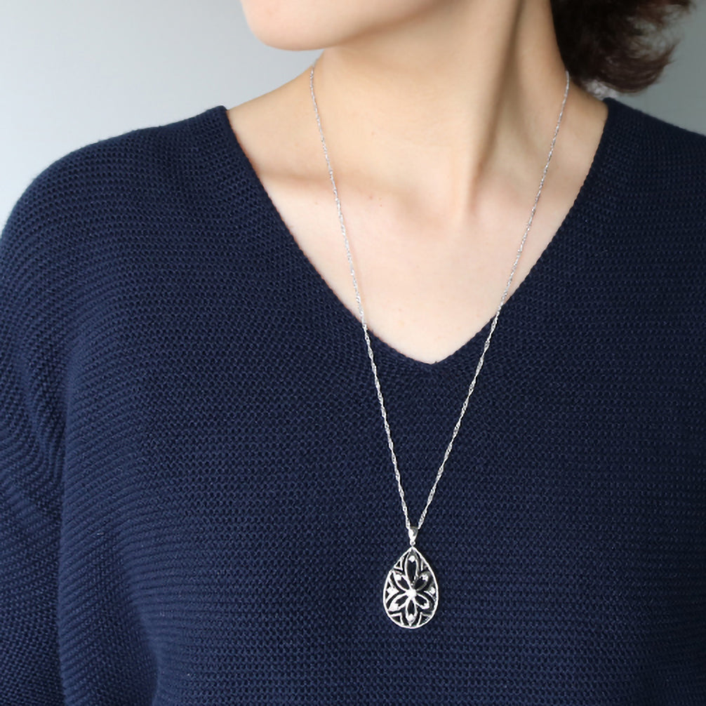 ダイヤモンド プラチナネックレス(ロング/60cm/4月誕生石)《26A02509》