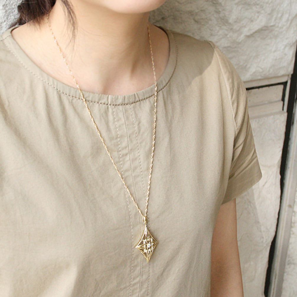 ダイヤモンド K18ネックレス(ロング/60cm/4月誕生石)《26A02610》