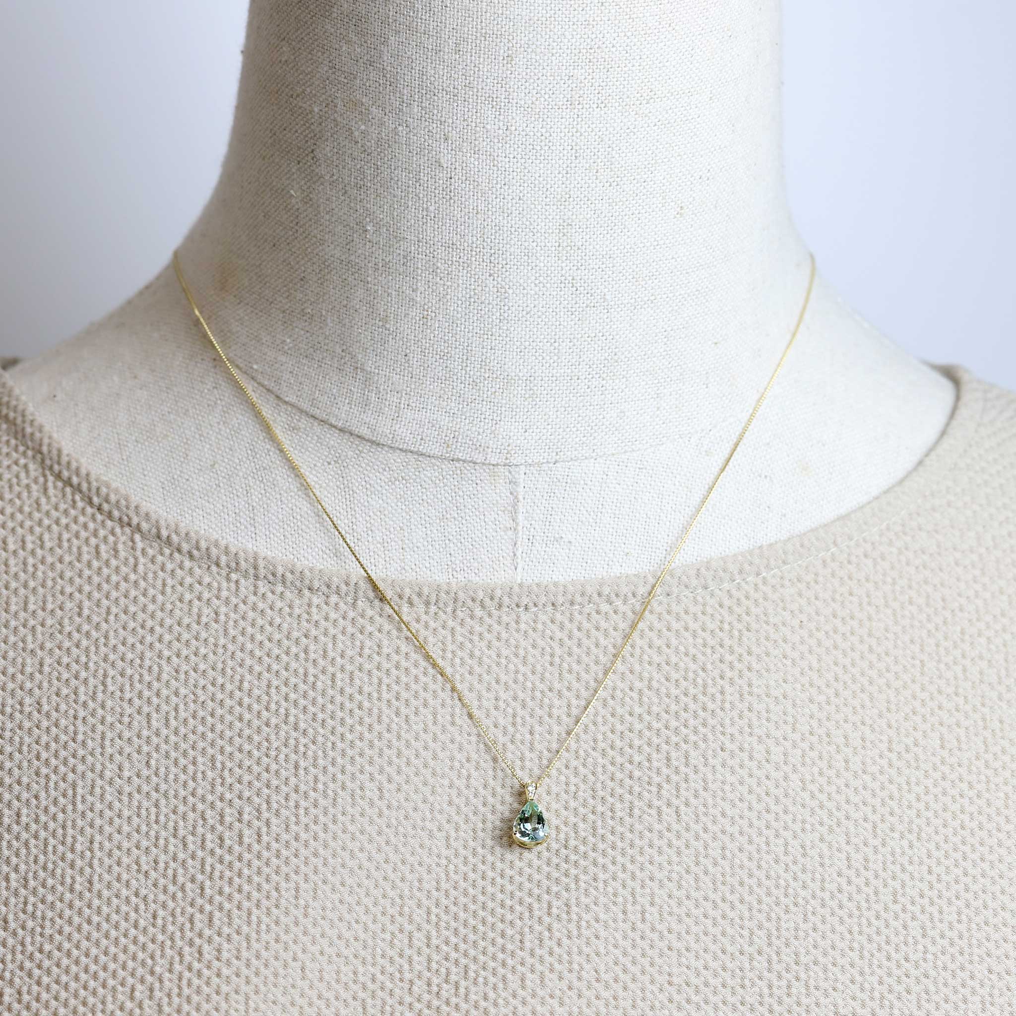 グリーンベリル/ダイヤモンド K18ネックレス《26A02705》