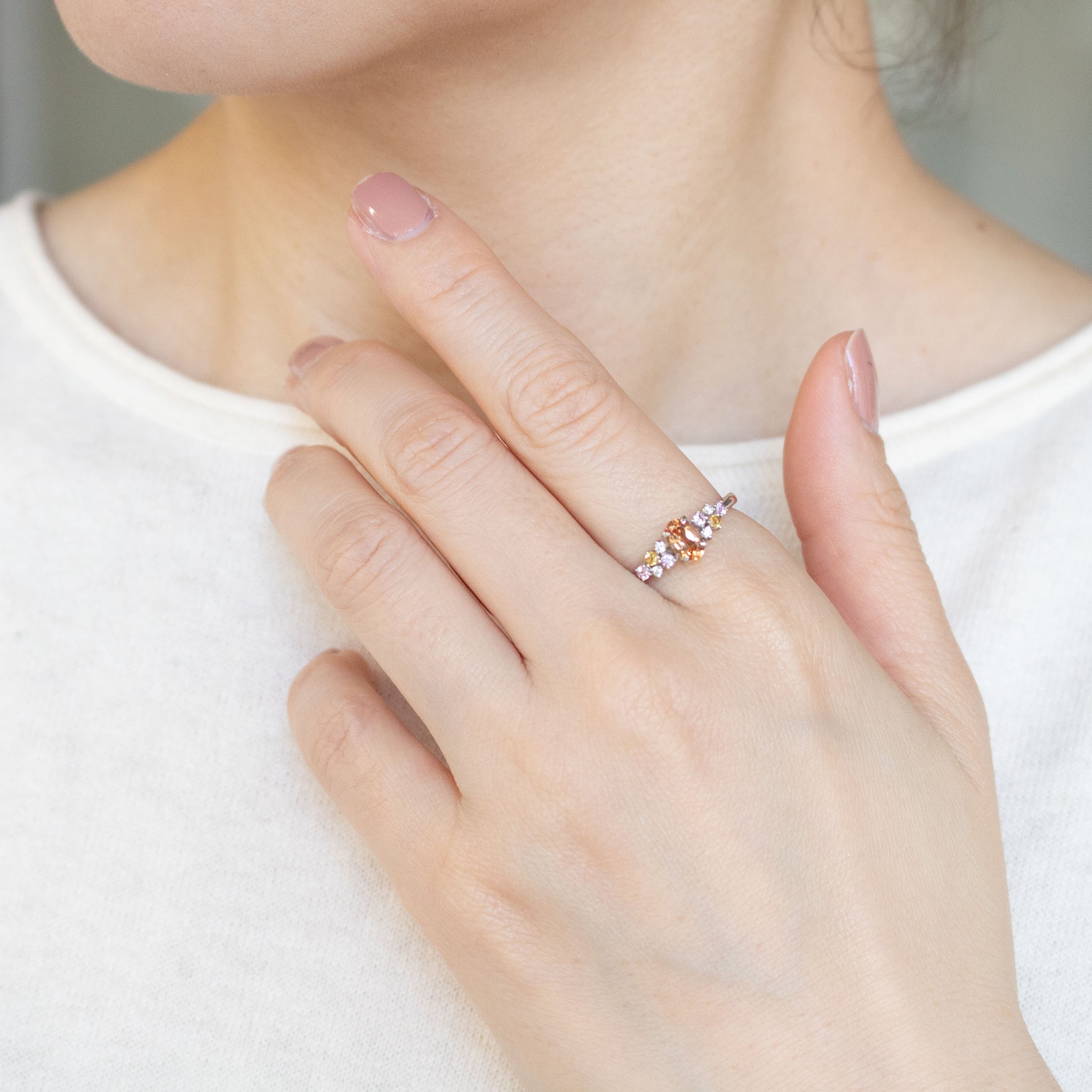 【限定3点】インペリアルトパーズ/ピンクサファイア プラチナリング(11月誕生石/鑑別書付)《26A02707》