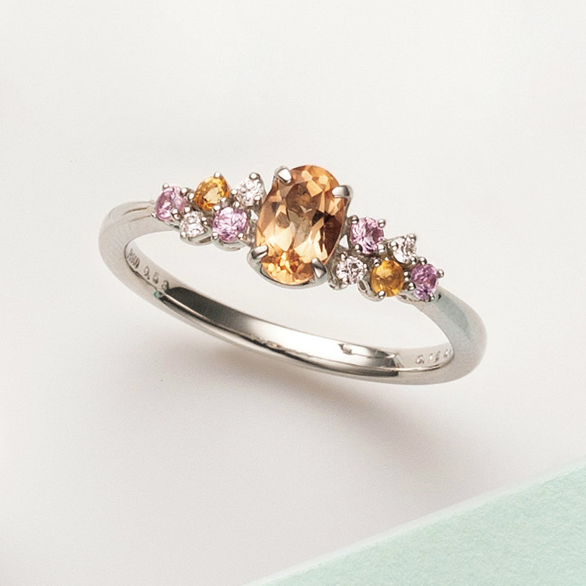 【限定3点】インペリアルトパーズ/ピンクサファイア プラチナリング(11月誕生石/鑑別書付)《26A02707》