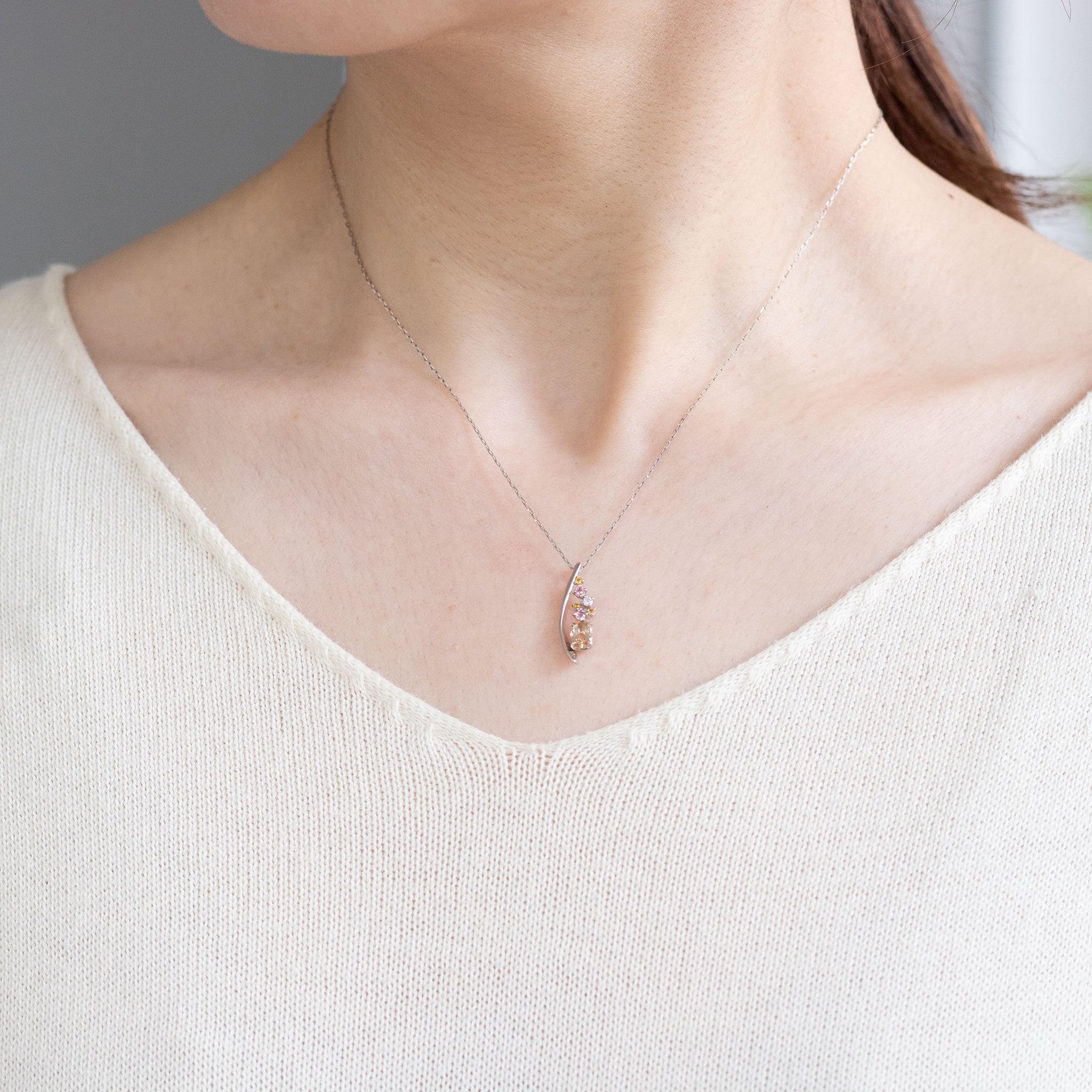 【限定3点】インペリアルトパーズ/シトリン プラチナネックレス(11月誕生石/鑑別書付)《26A02708》