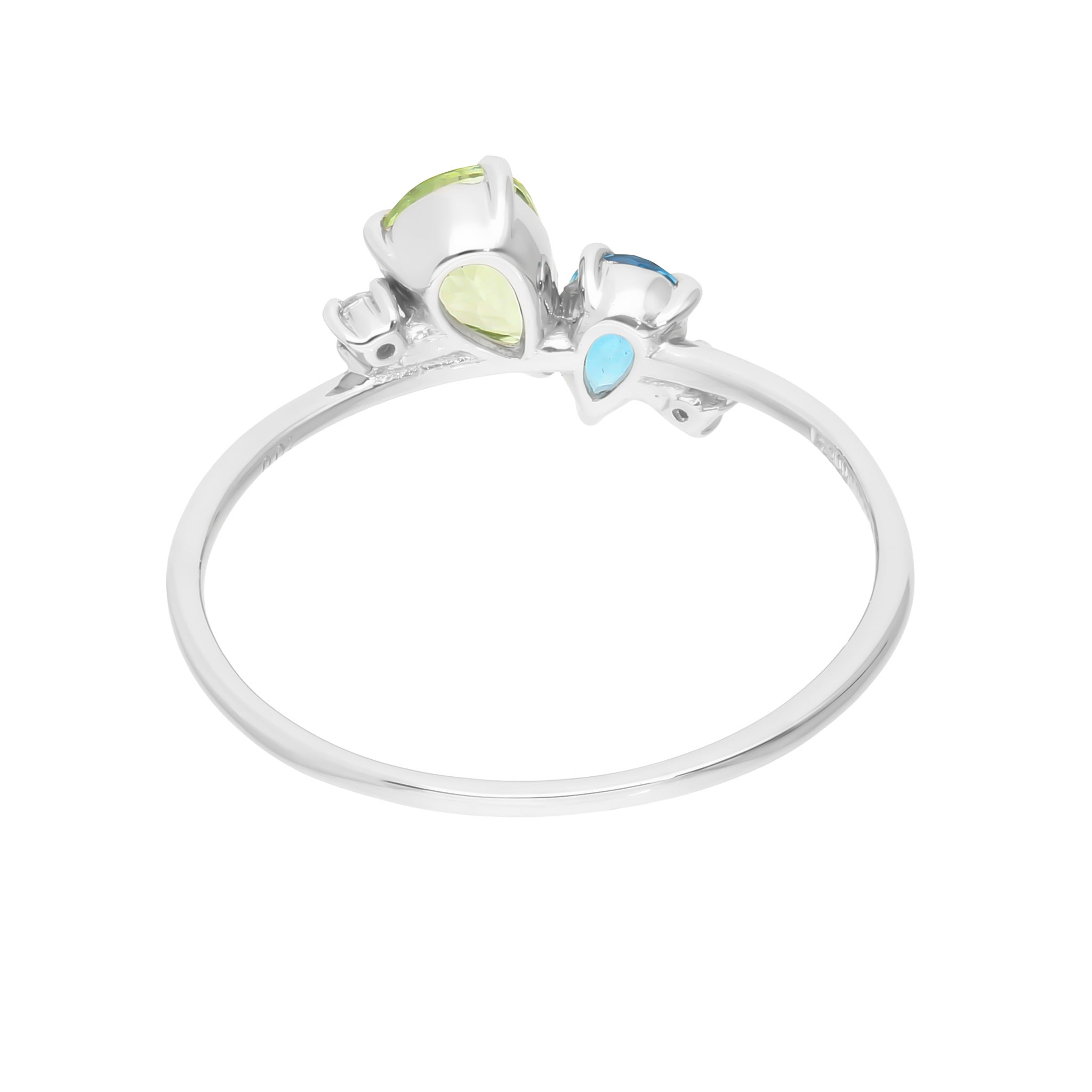 グリーンガーネット/ブルートパーズ プラチナリング(ペアシェイプ)《26A03002》