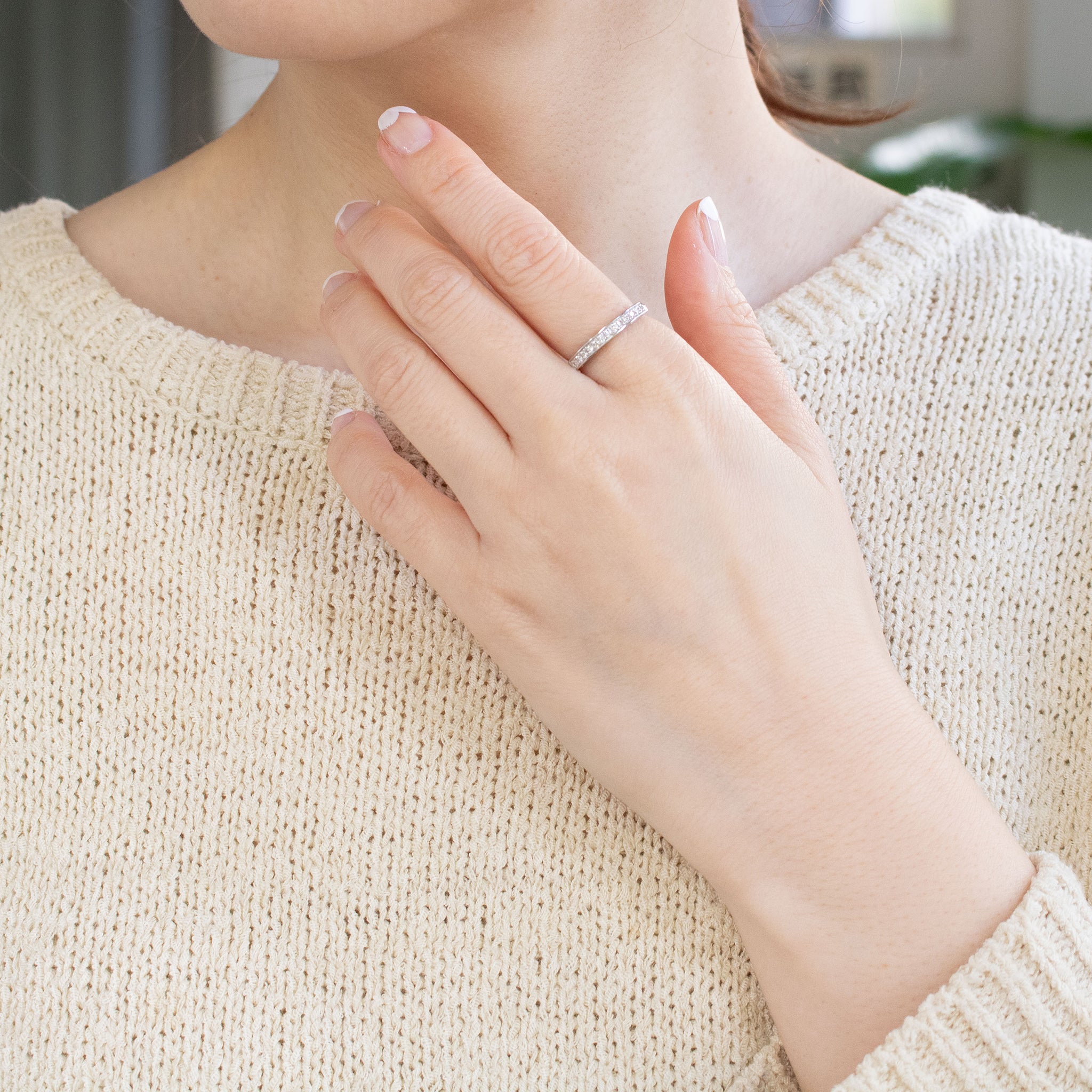 ダイヤモンド プラチナリング(フリーサイズ/4月誕生石)《26A03008》