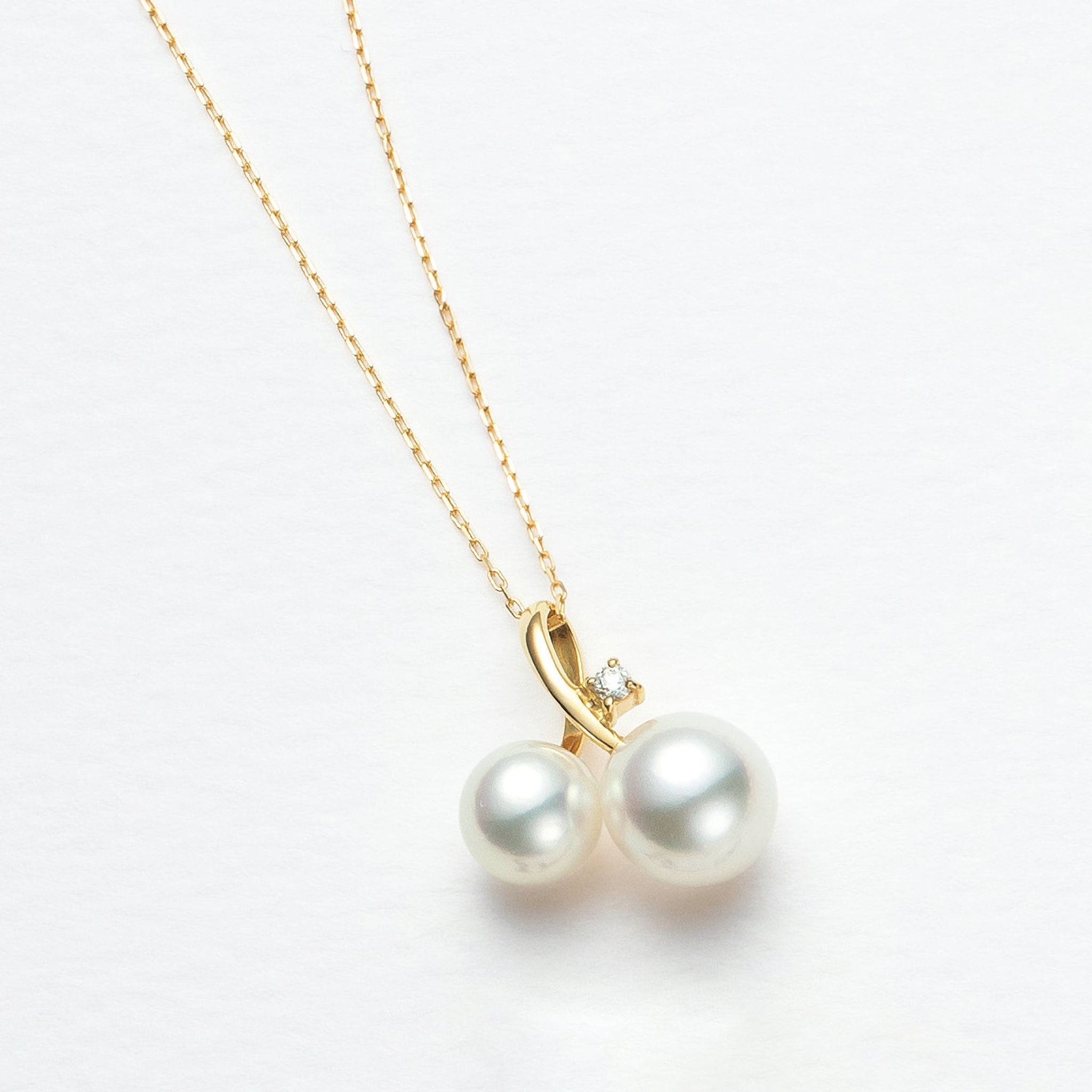 パール/ダイヤモンド K18ネックレス(アコヤ真珠/6mm・7mm/6月誕生石)《26A03201》