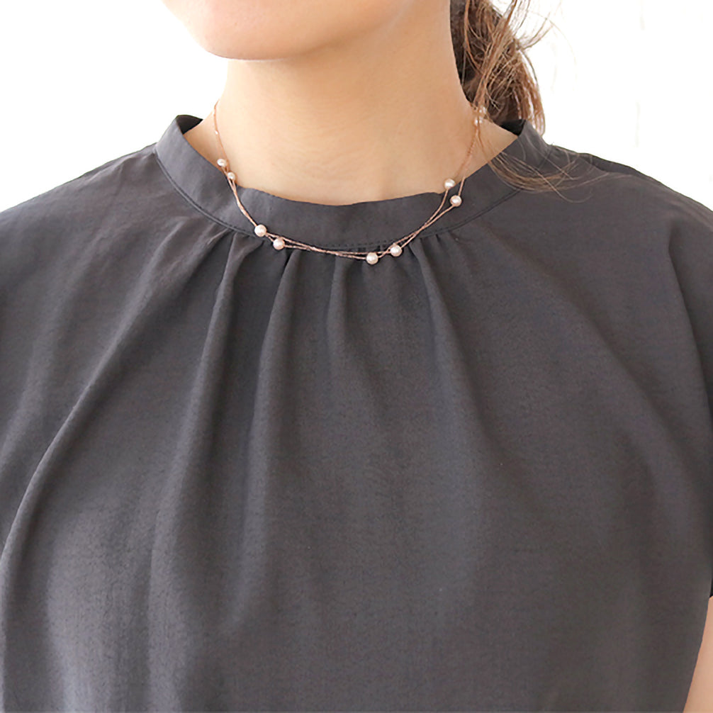 パール K18ネックレス(アコヤ真珠/ロング/80cm/ステーション/6月誕生石)《26A03205》