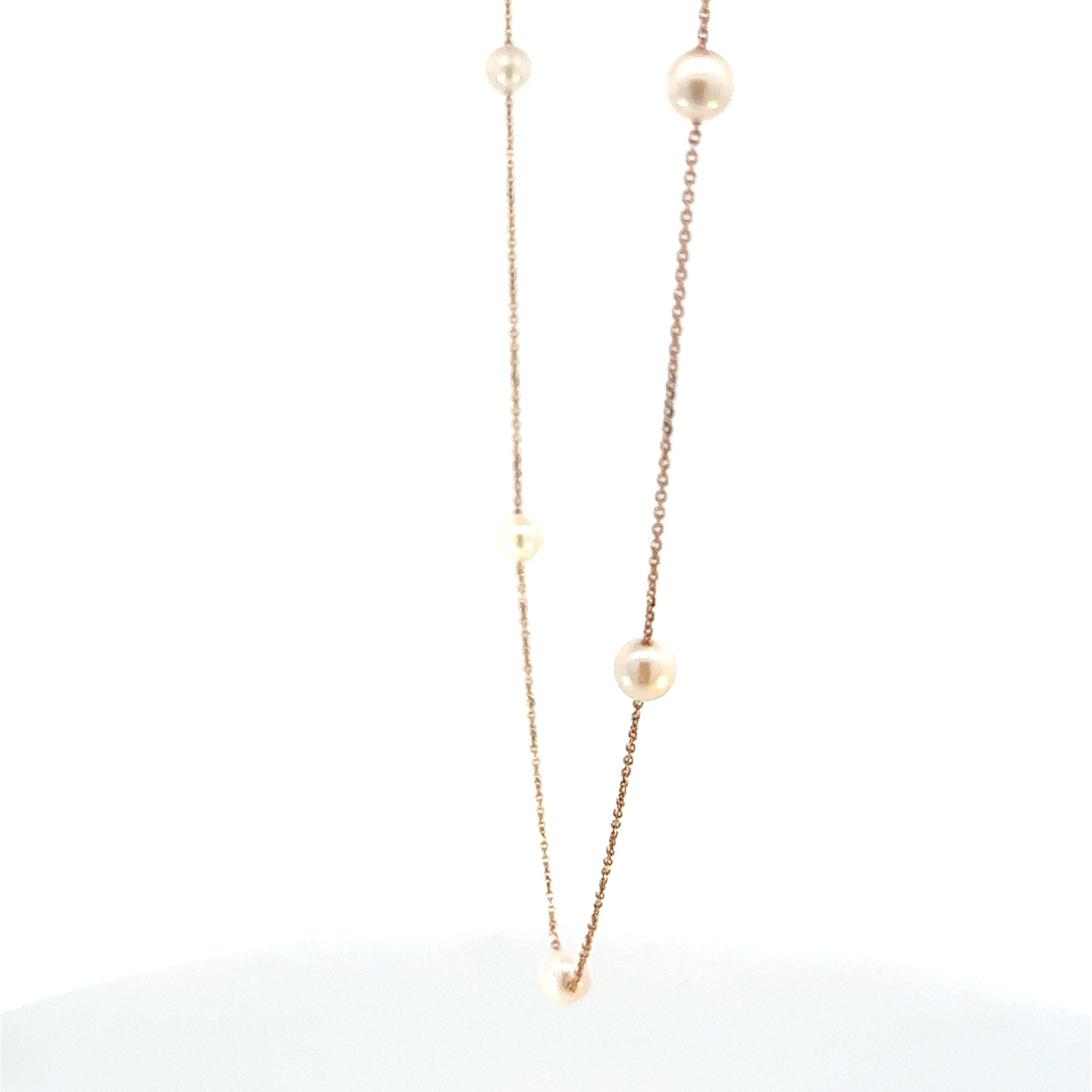 パール K18ネックレス(アコヤ真珠/ロング/80cm/ステーション/6月誕生石)《26A03205》