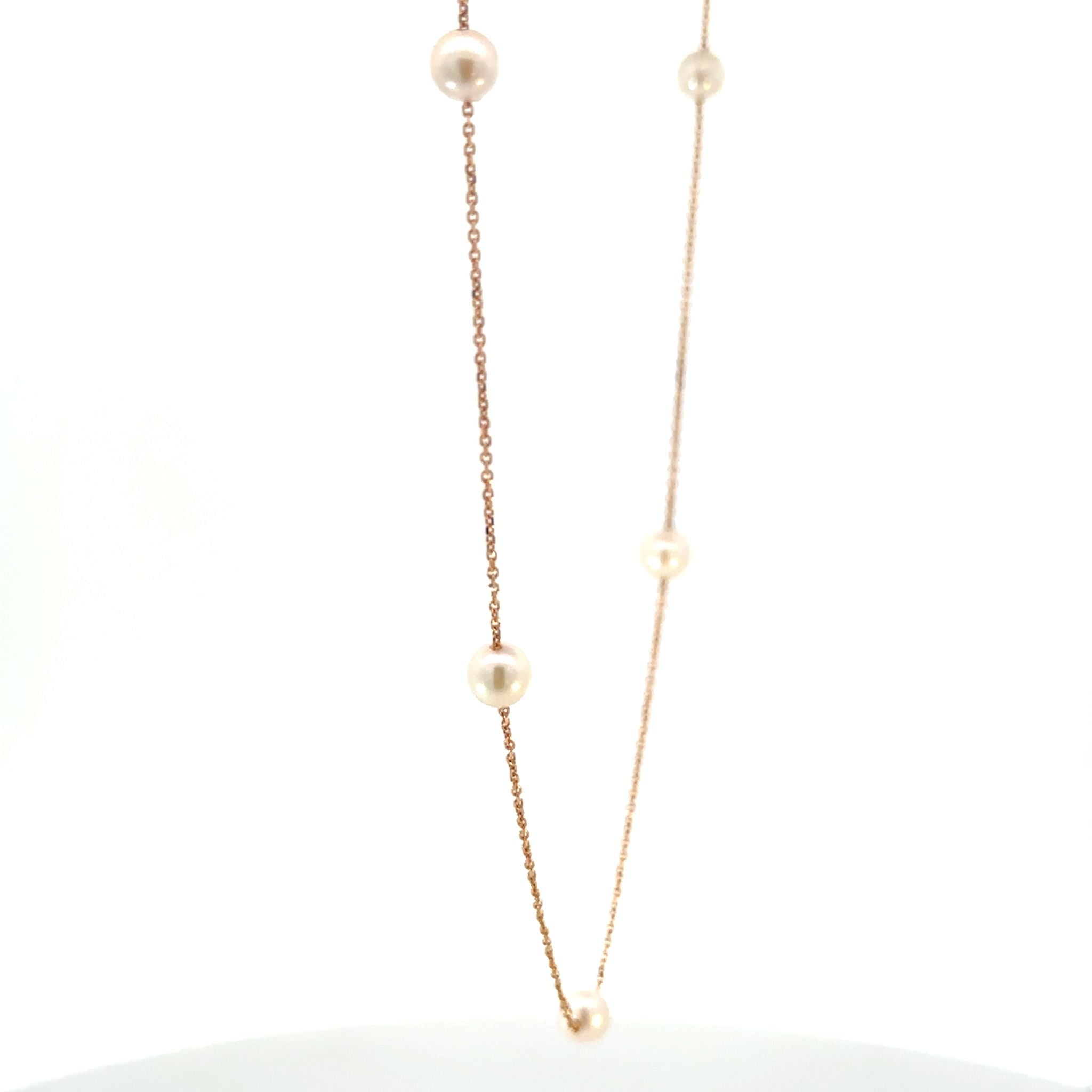 パール K18ネックレス(アコヤ真珠/ロング/80cm/ステーション/6月誕生石)《26A03205》