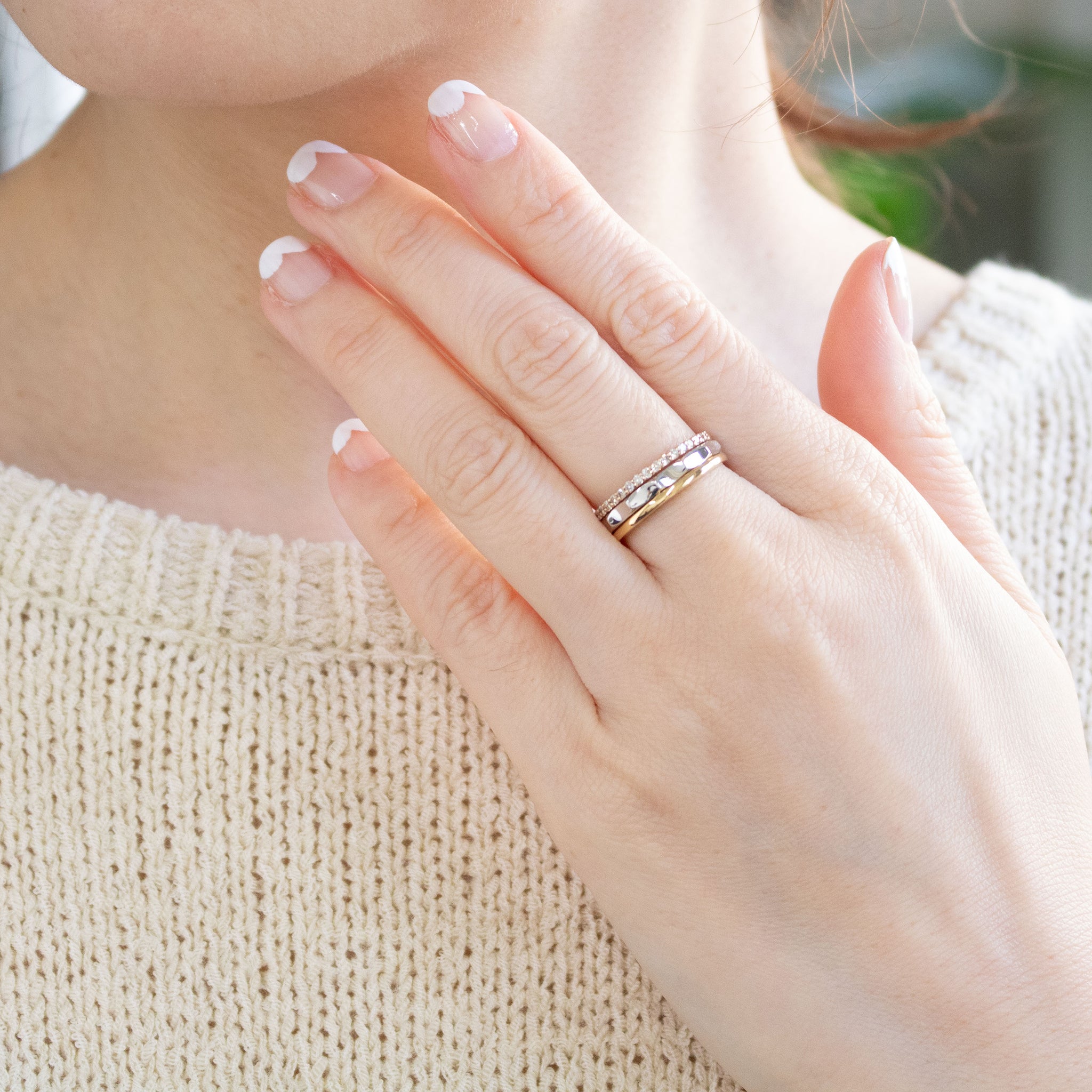 ダイヤモンド プラチナ/K18リング(スリーカラー/4月誕生石)《26A03302》