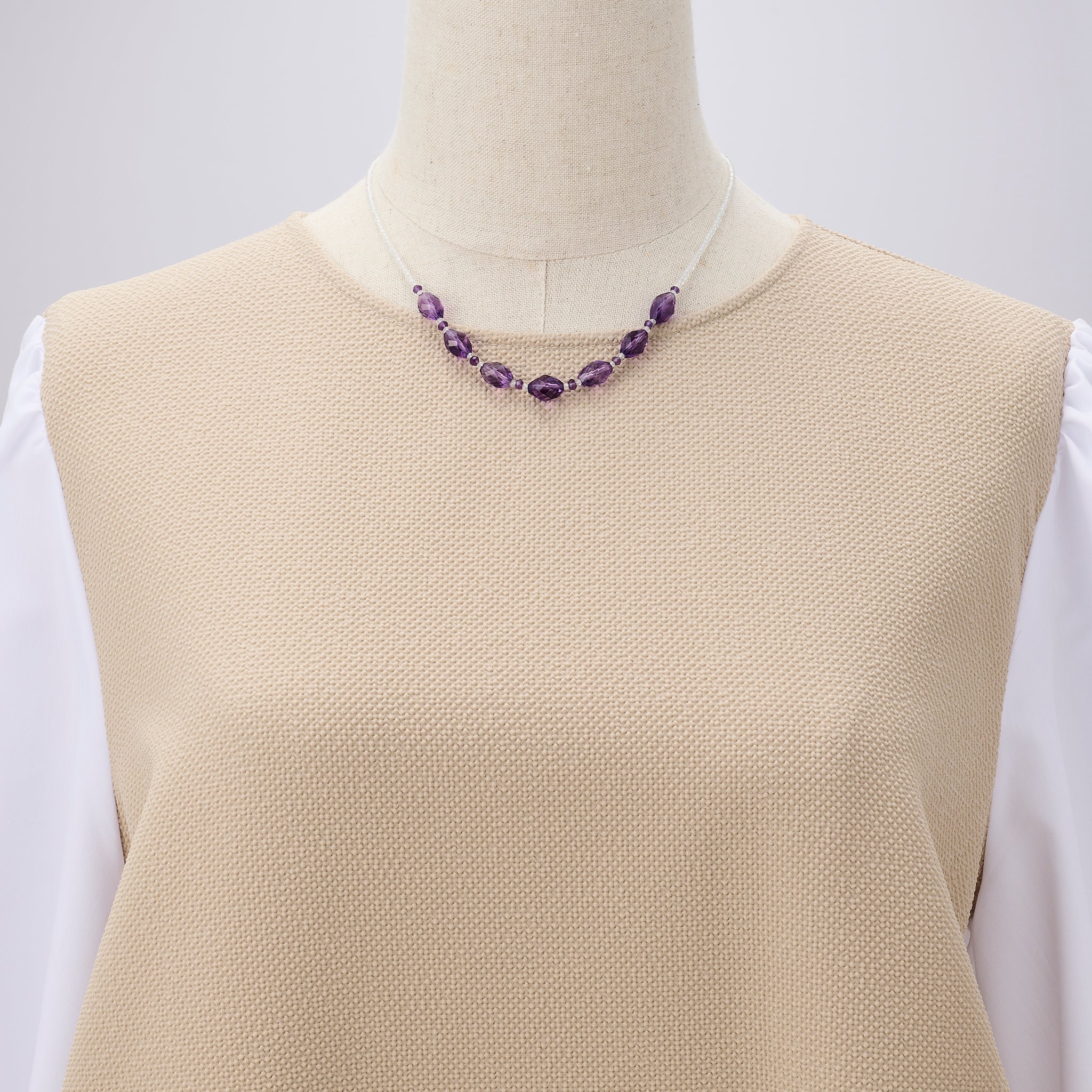 アメシスト/ホワイトトパーズ ネックレス(2月誕生石)《26A03309》