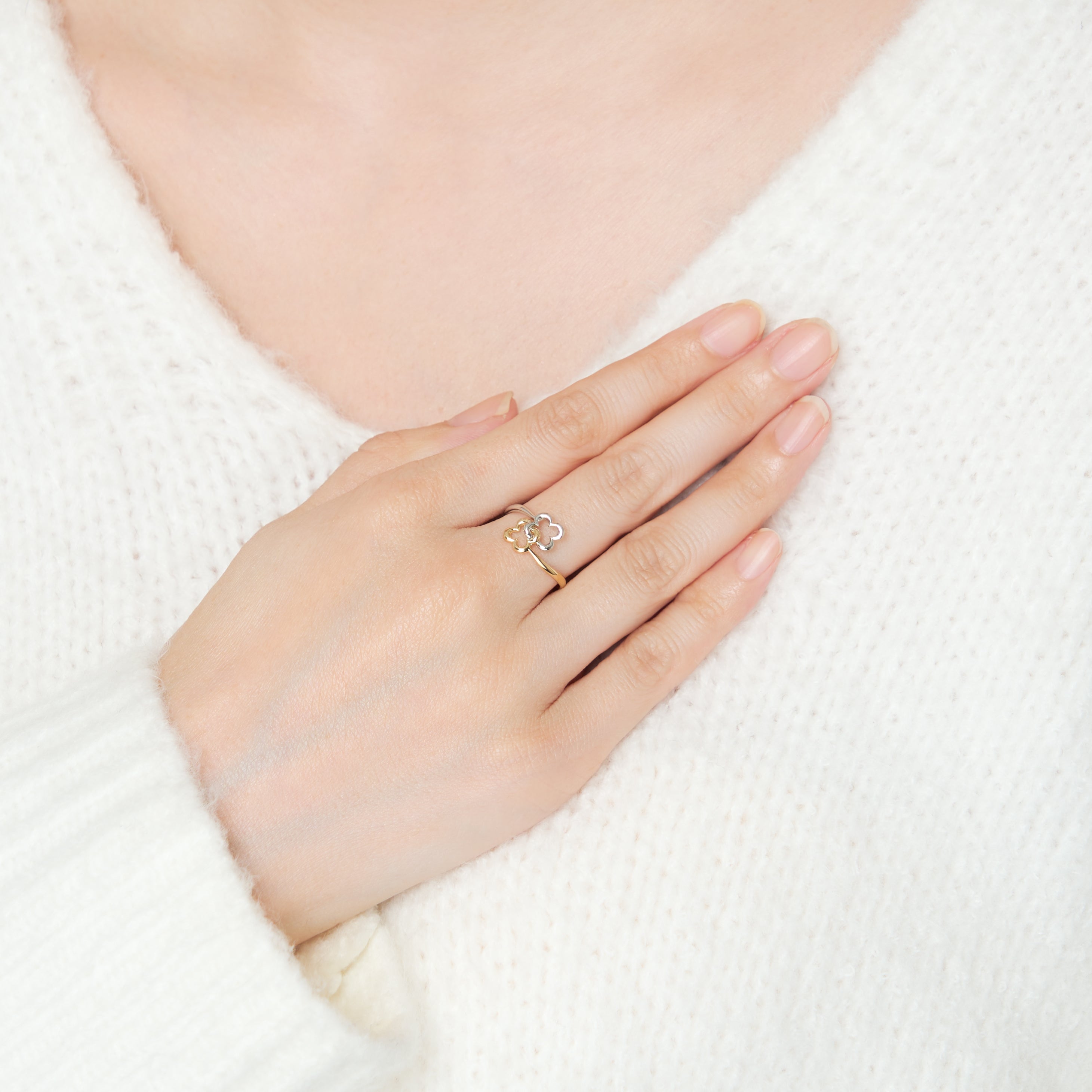 プラチナ/K18リング(コンビカラー/フラワーモチーフ)《26A03404》