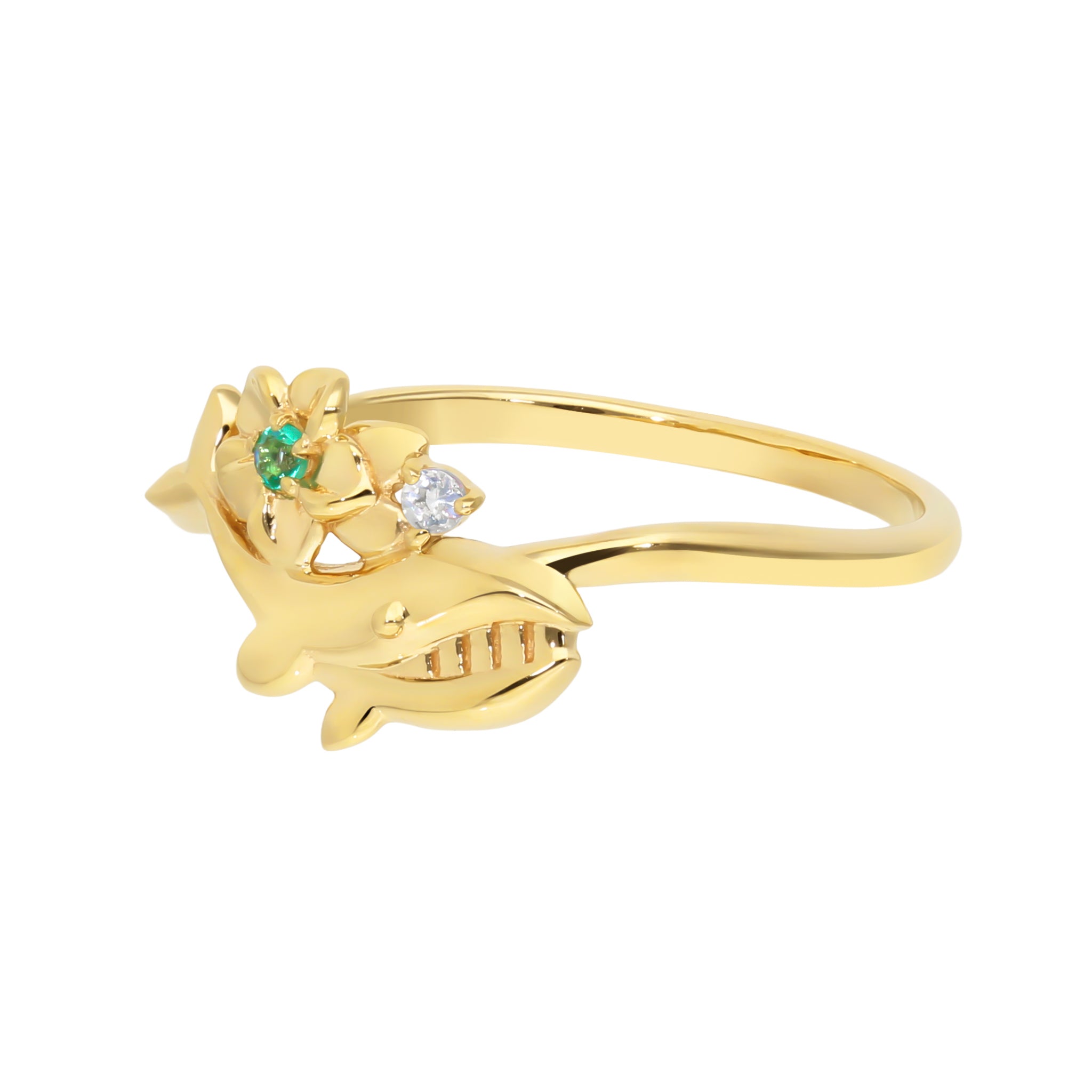 エメラルド/アンデシンラブラドライト K10リング(クジラモチーフ)《26A03504》