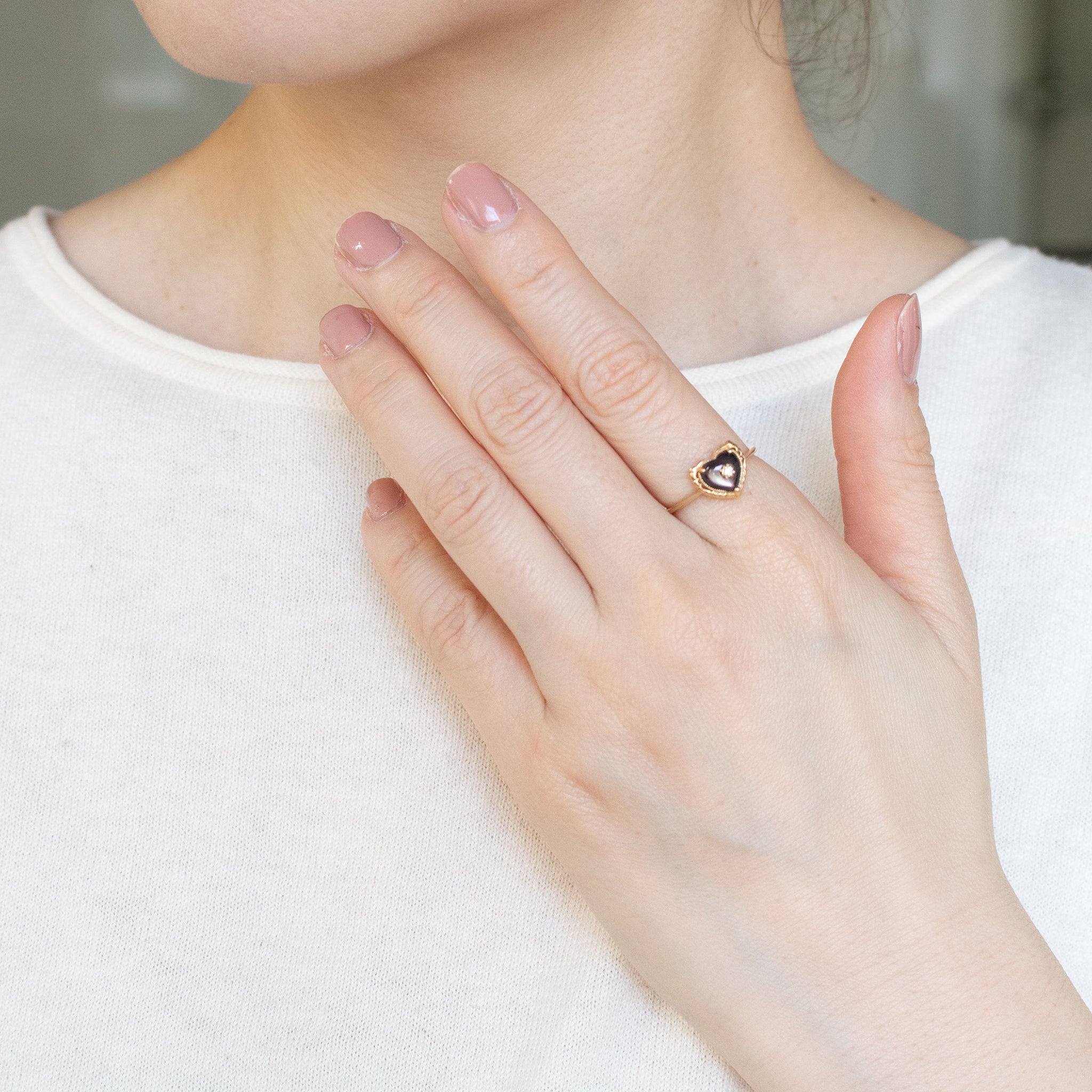 シェル/ダイヤモンド K10リング(ハートモチーフ)《26A03701》