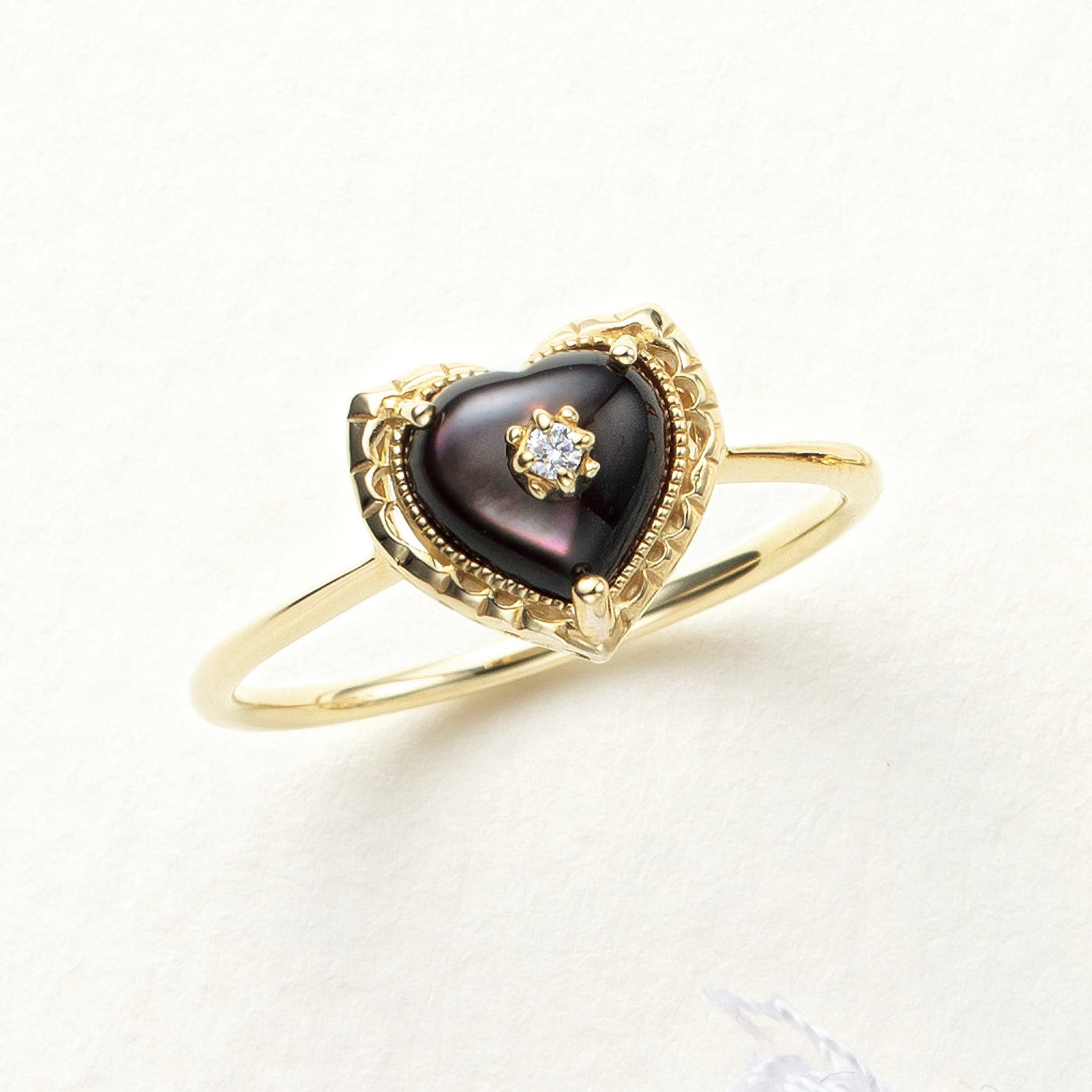 シェル/ダイヤモンド K10リング(ハートモチーフ)《26A03701》