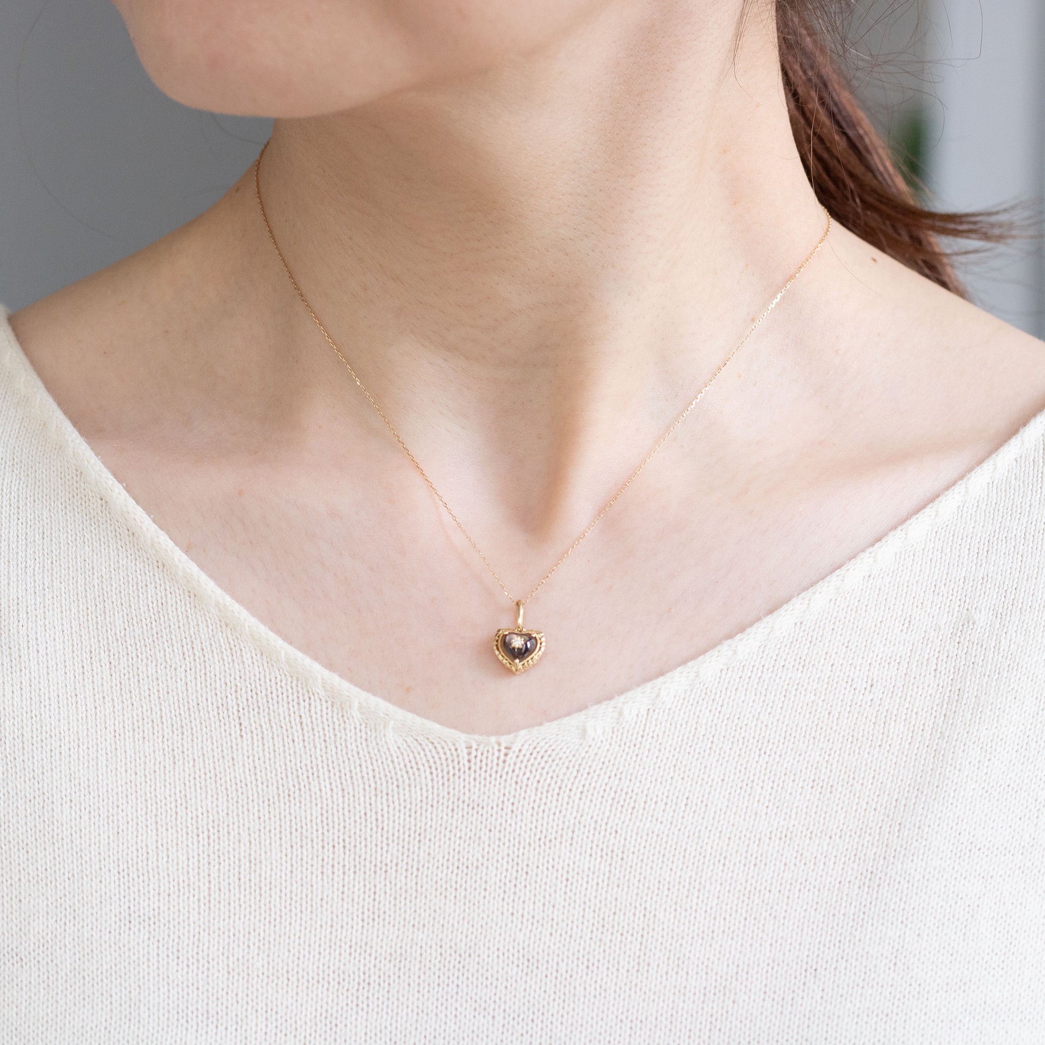 シェル/ダイヤモンド K10ネックレス(ハートモチーフ)《26A03702》