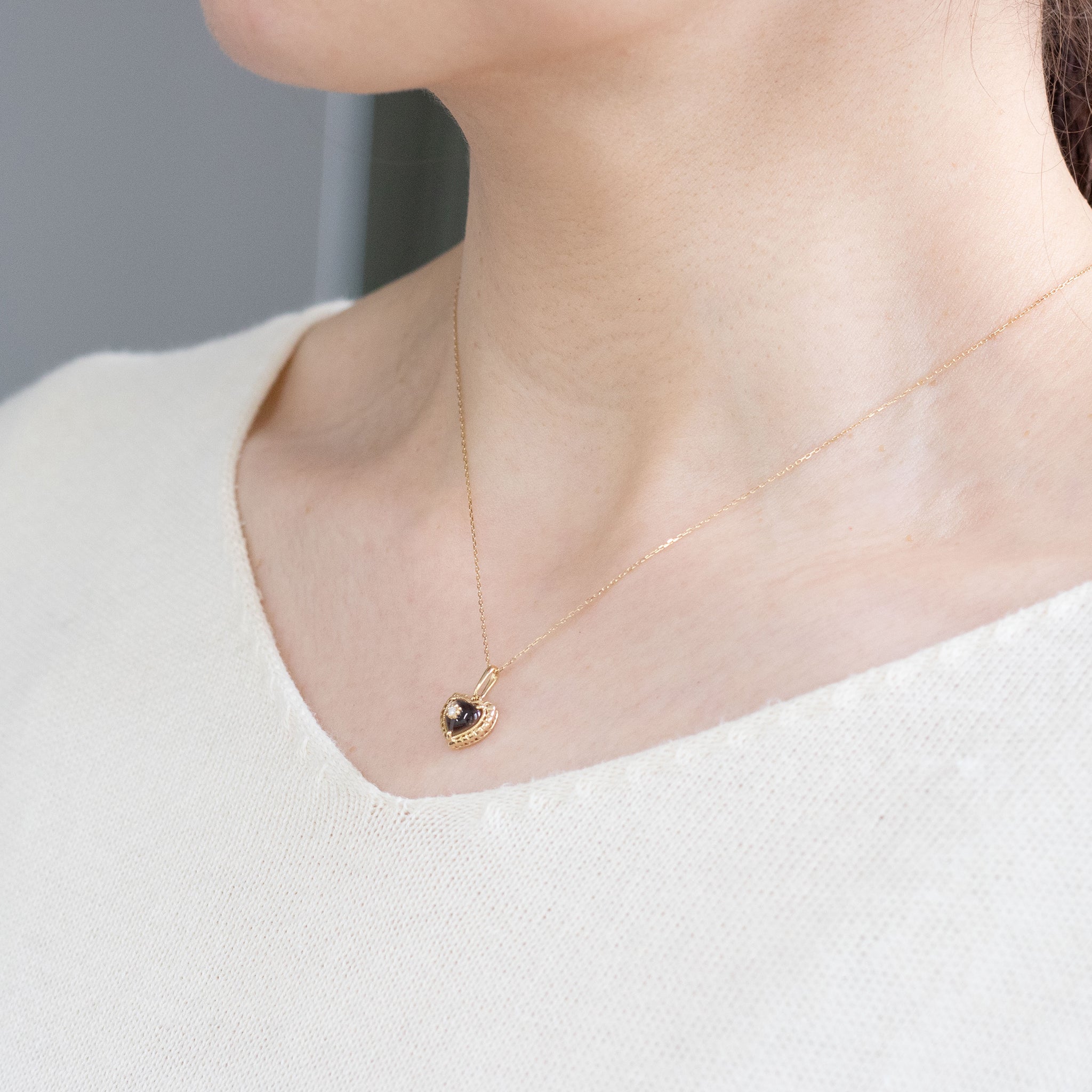 シェル/ダイヤモンド K10ネックレス(ハートモチーフ)《26A03702》