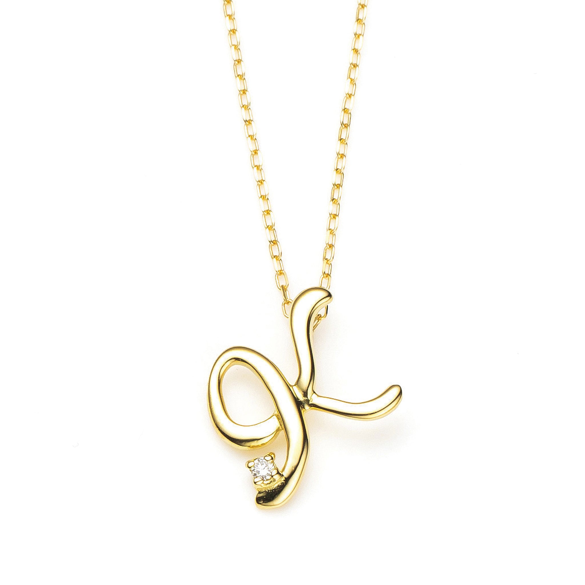 ダイヤモンド K10ネックレス(イニシャル/K/4月誕生石)《26A03708ーK》