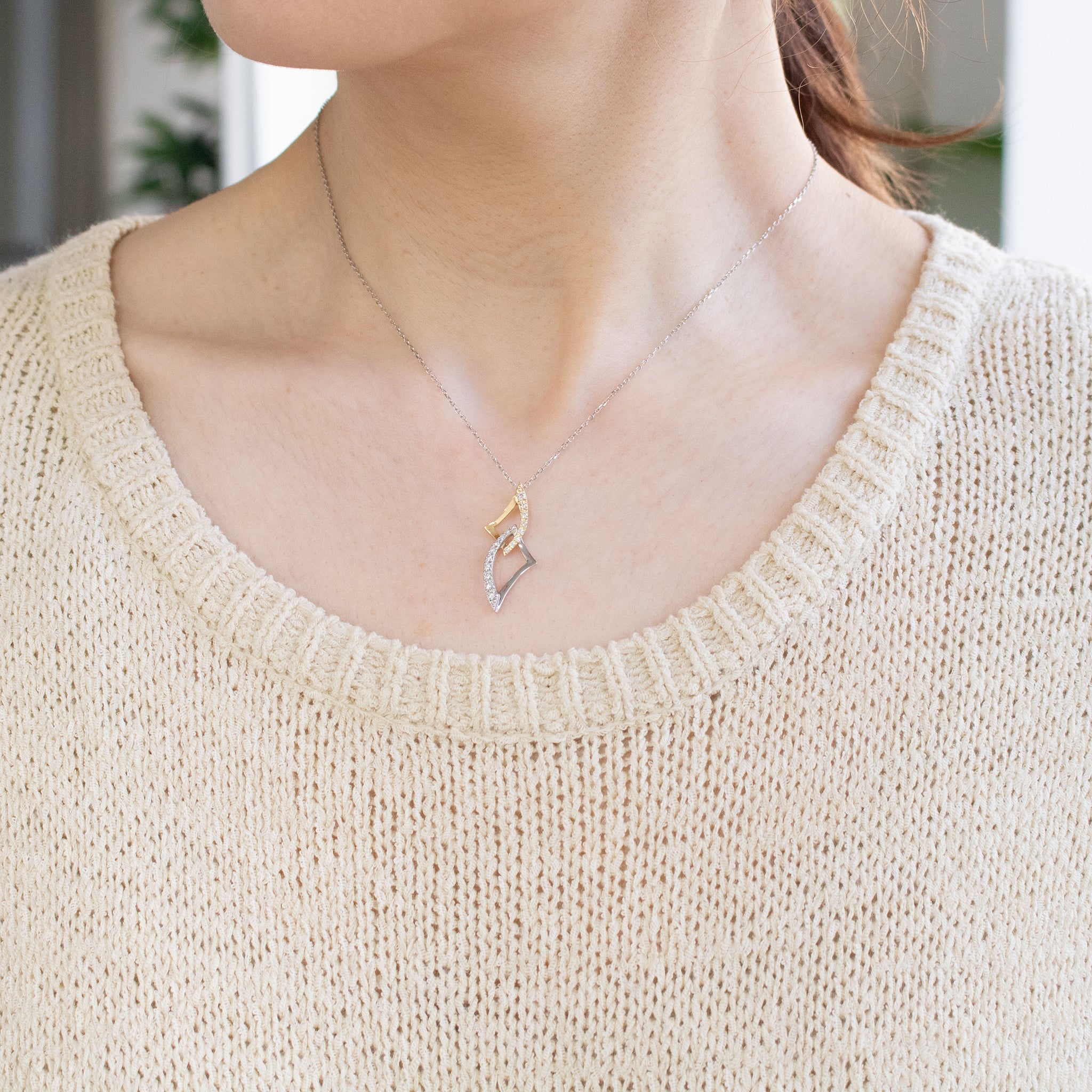 ダイヤモンド プラチナ/K18ネックレス(コンビカラー/4月誕生石)《26A03803》