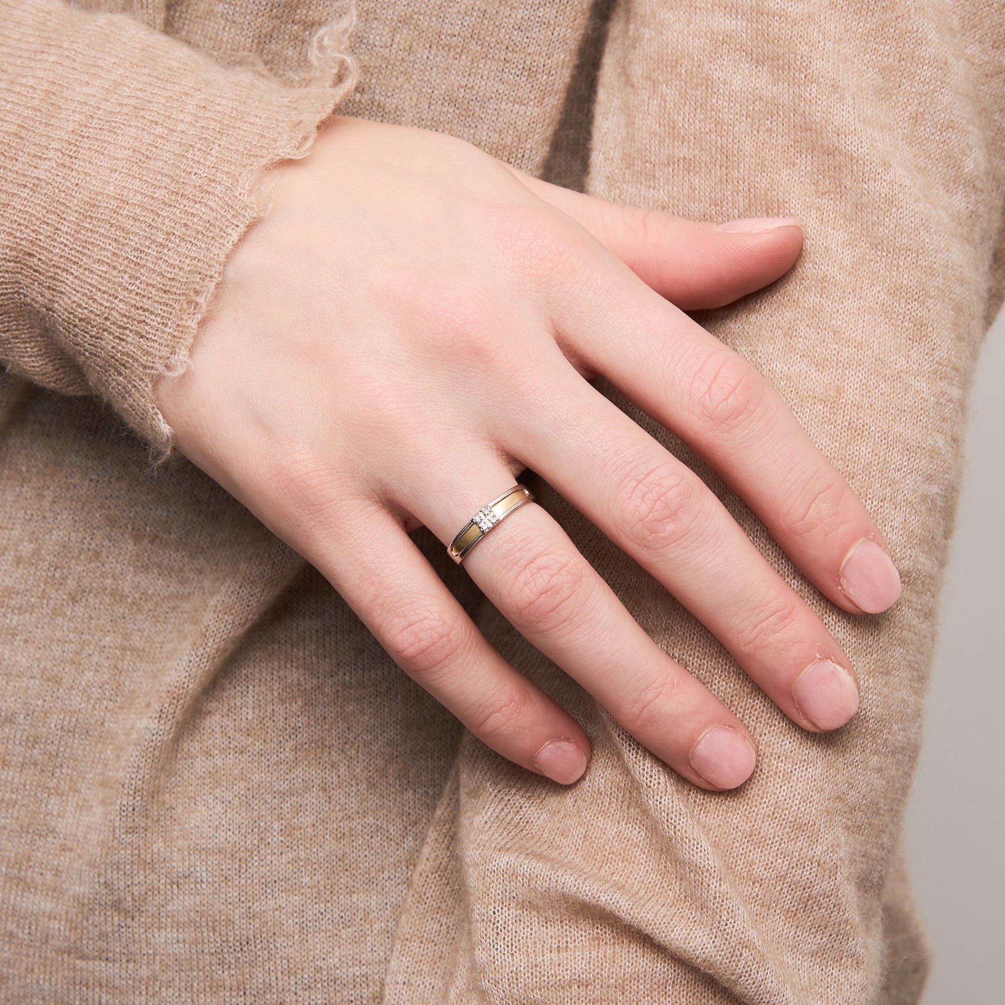 ダイヤモンド K18/プラチナリング(コンビカラー/4月誕生石)《26A03805》