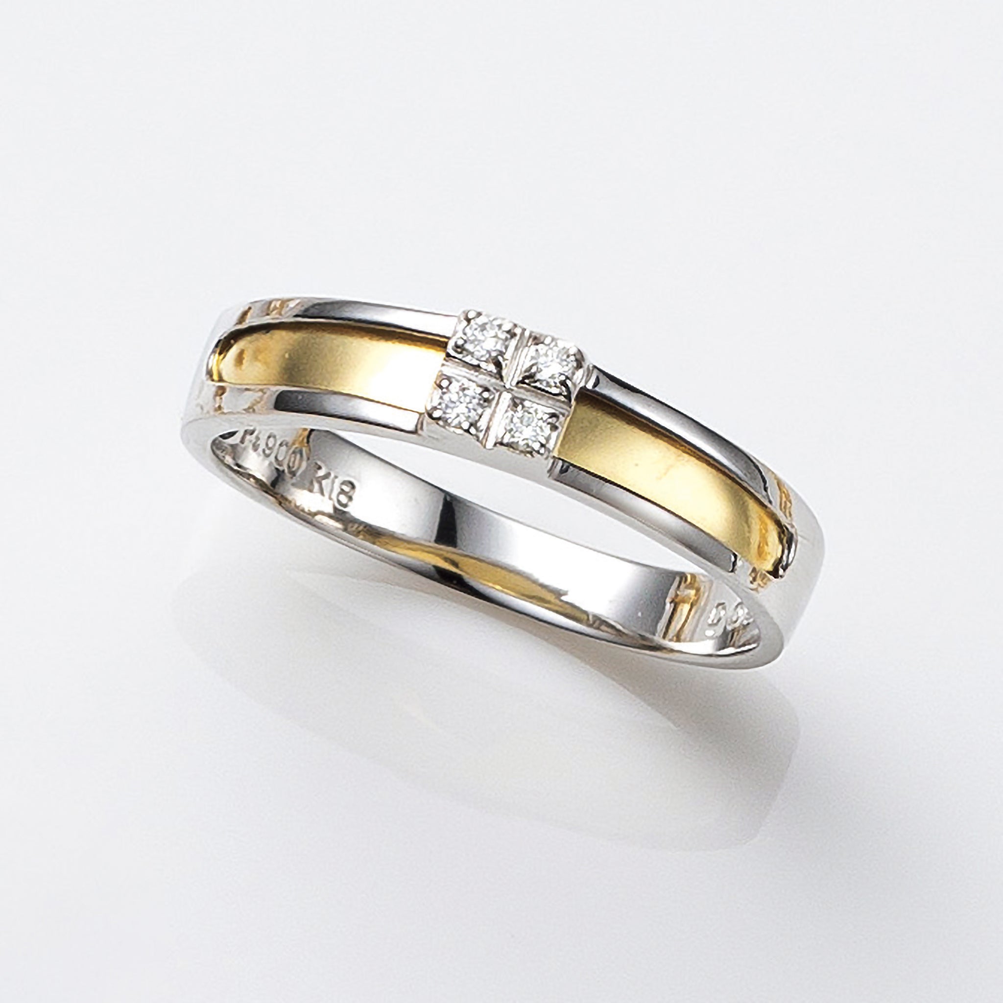 ダイヤモンド K18/プラチナリング(コンビカラー/4月誕生石)《26A03805》