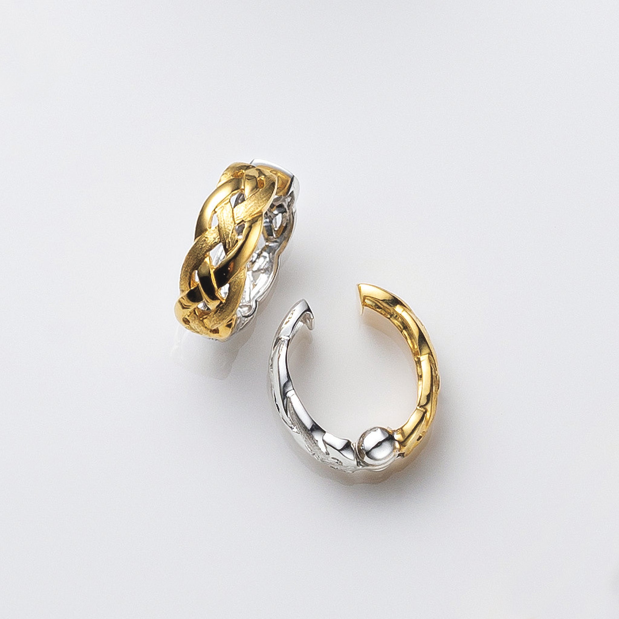 K18/K14イヤリング(ピアリング/リバーシブル/コンビカラー)《26A03807》