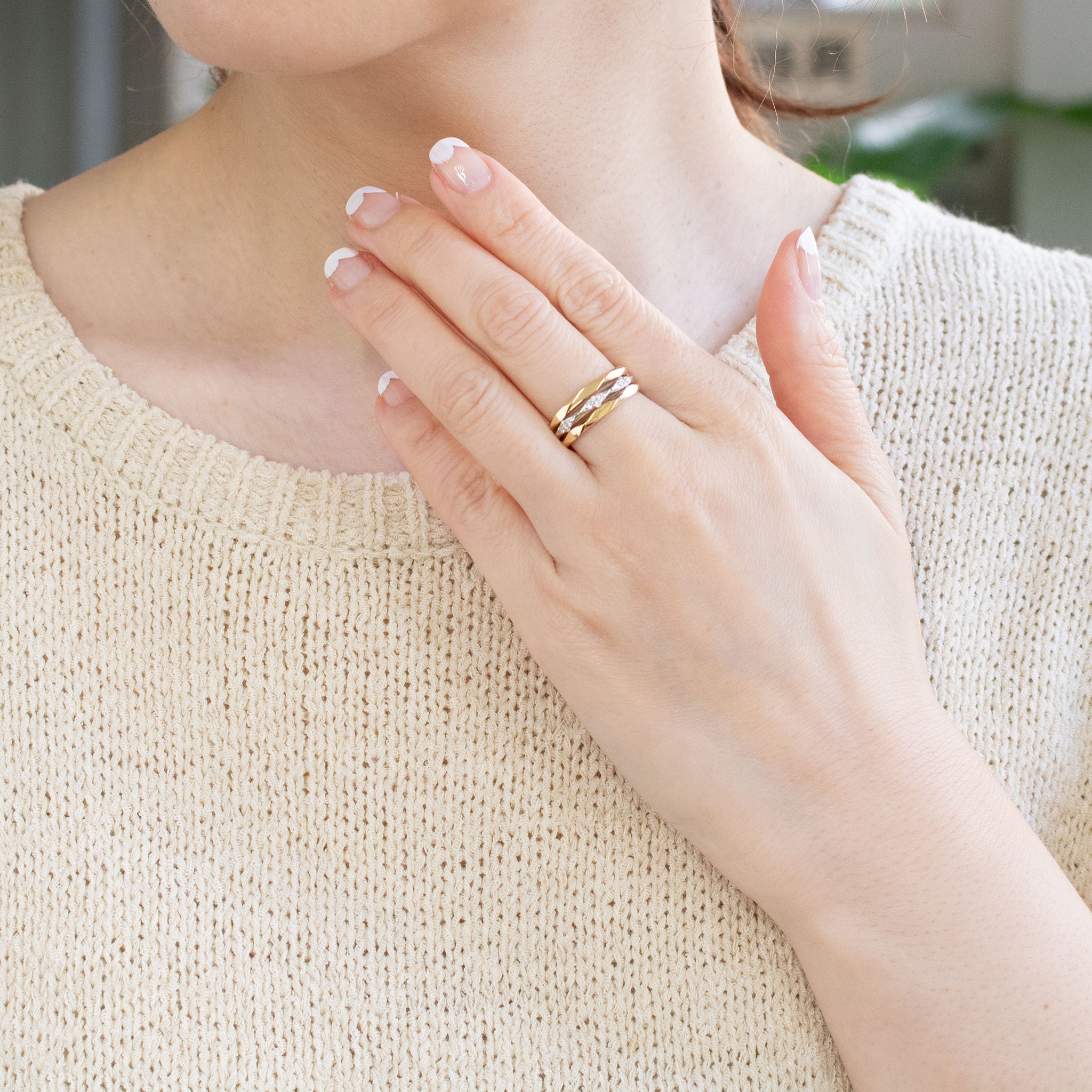 ダイヤモンド プラチナ/K18リング(コンビカラー/4月誕生石)《26A04006》