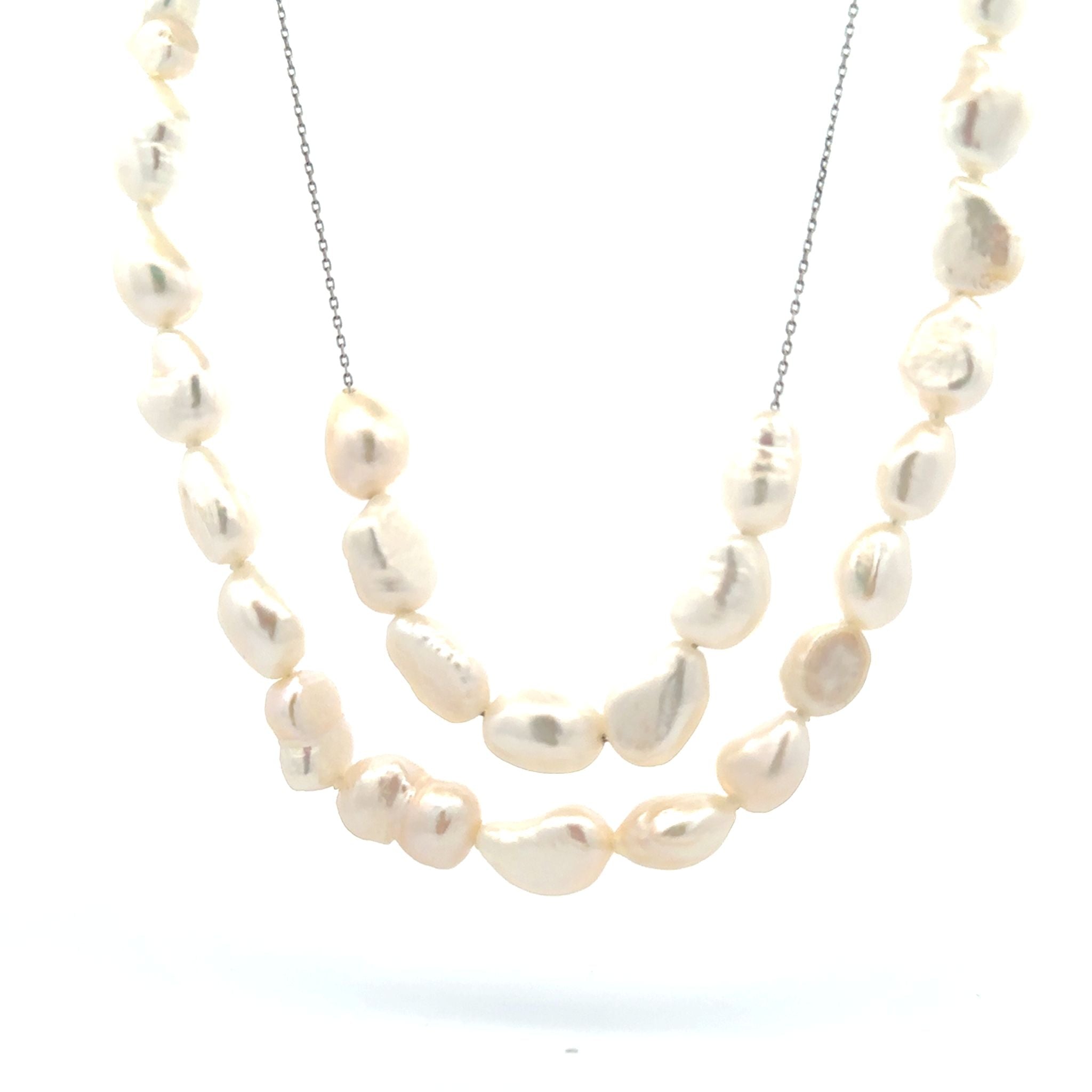 パール シルバーネックレス(淡水真珠/2点セット/6月誕生石)《26A04702》