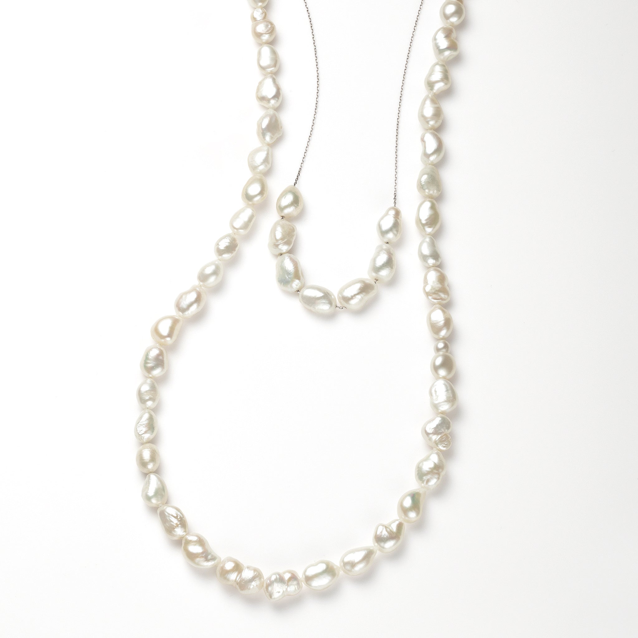 パール シルバーネックレス(淡水真珠/2点セット/6月誕生石)《26A04702