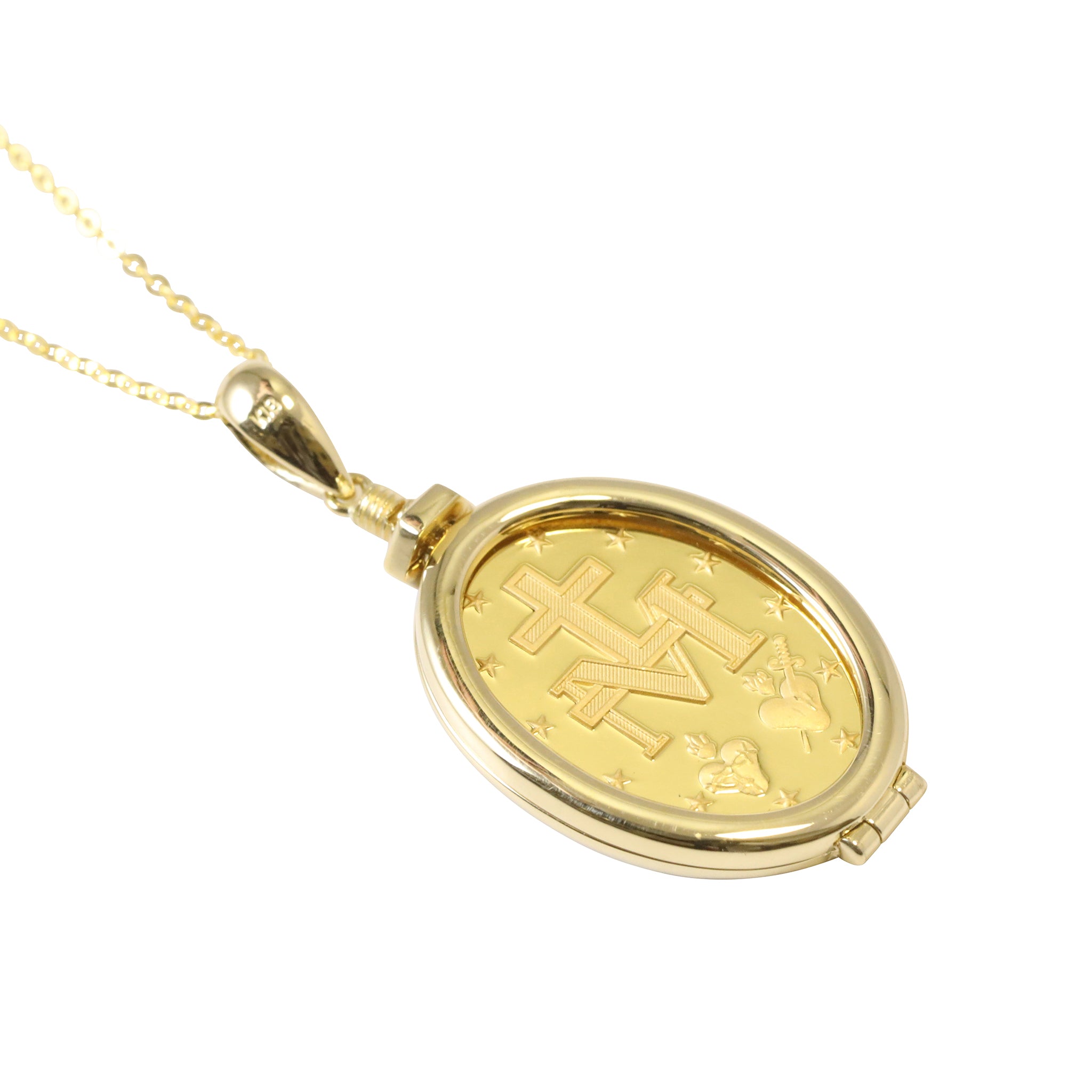 K24/K18ネックレス(純金/不思議のメダイ/メダル/5g/造幣局品位刻印付)《26C10101》