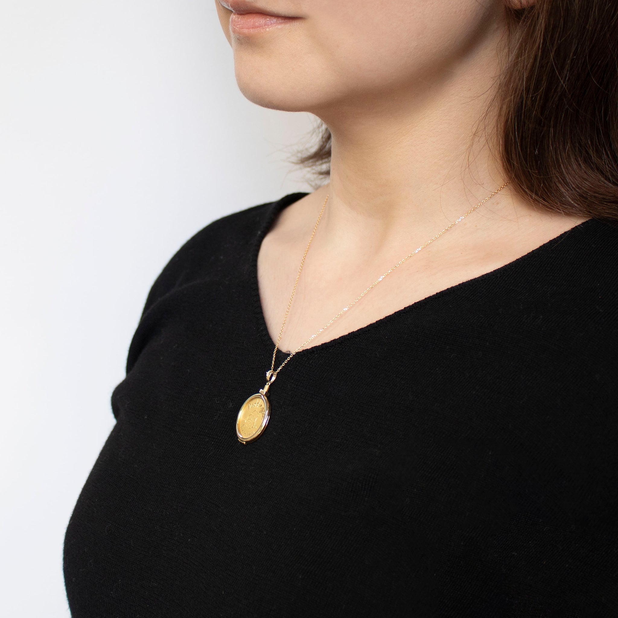 ダイヤモンド K24/K18ネックレス(純金/パディントン/メダル/5g/造幣局品位刻印付)《26C10106》