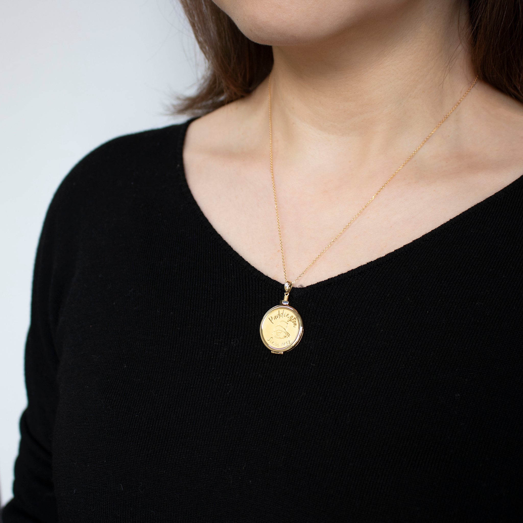 ダイヤモンド K24/K18ネックレス(純金/パディントン/メダル/5g/造幣局品位刻印付)《26C10106》