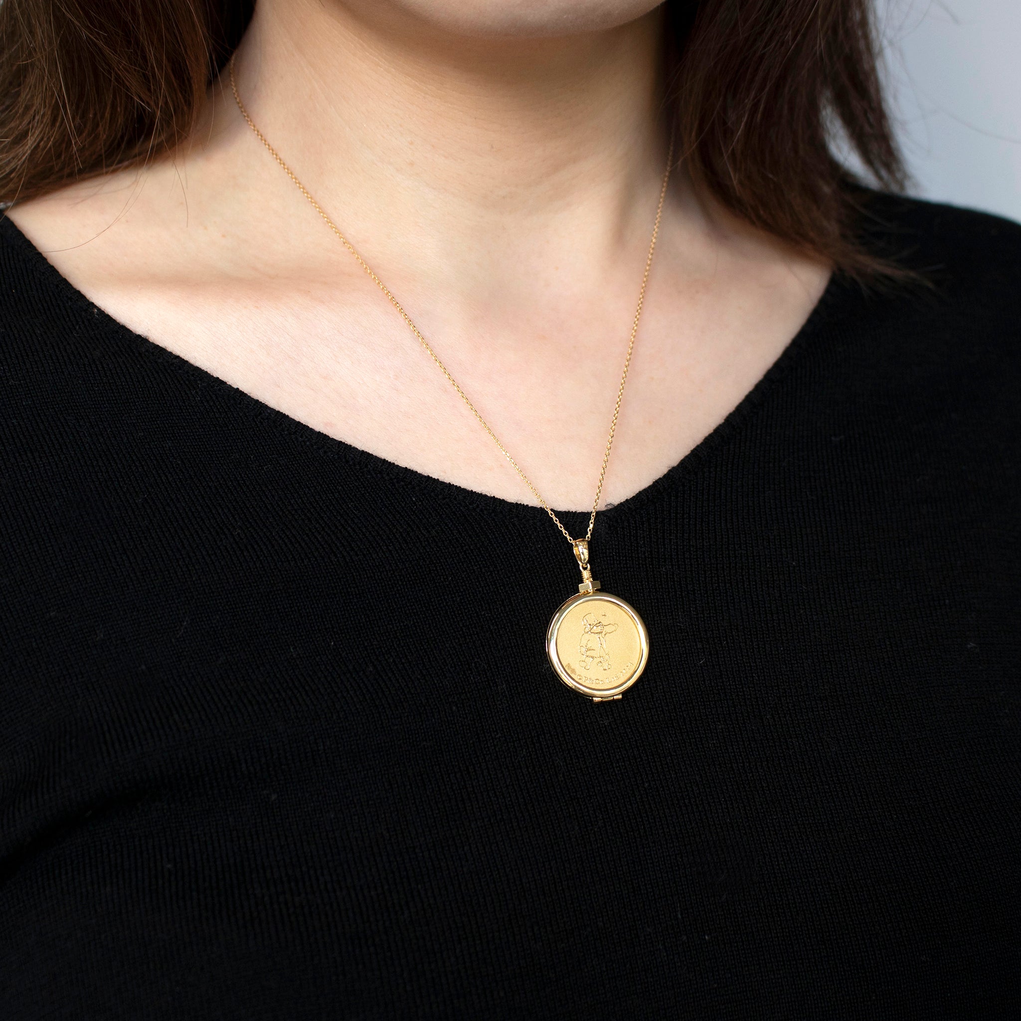 ダイヤモンド K24/K18ネックレス(純金/パディントン/メダル/5g/造幣局品位刻印付)《26C10106》