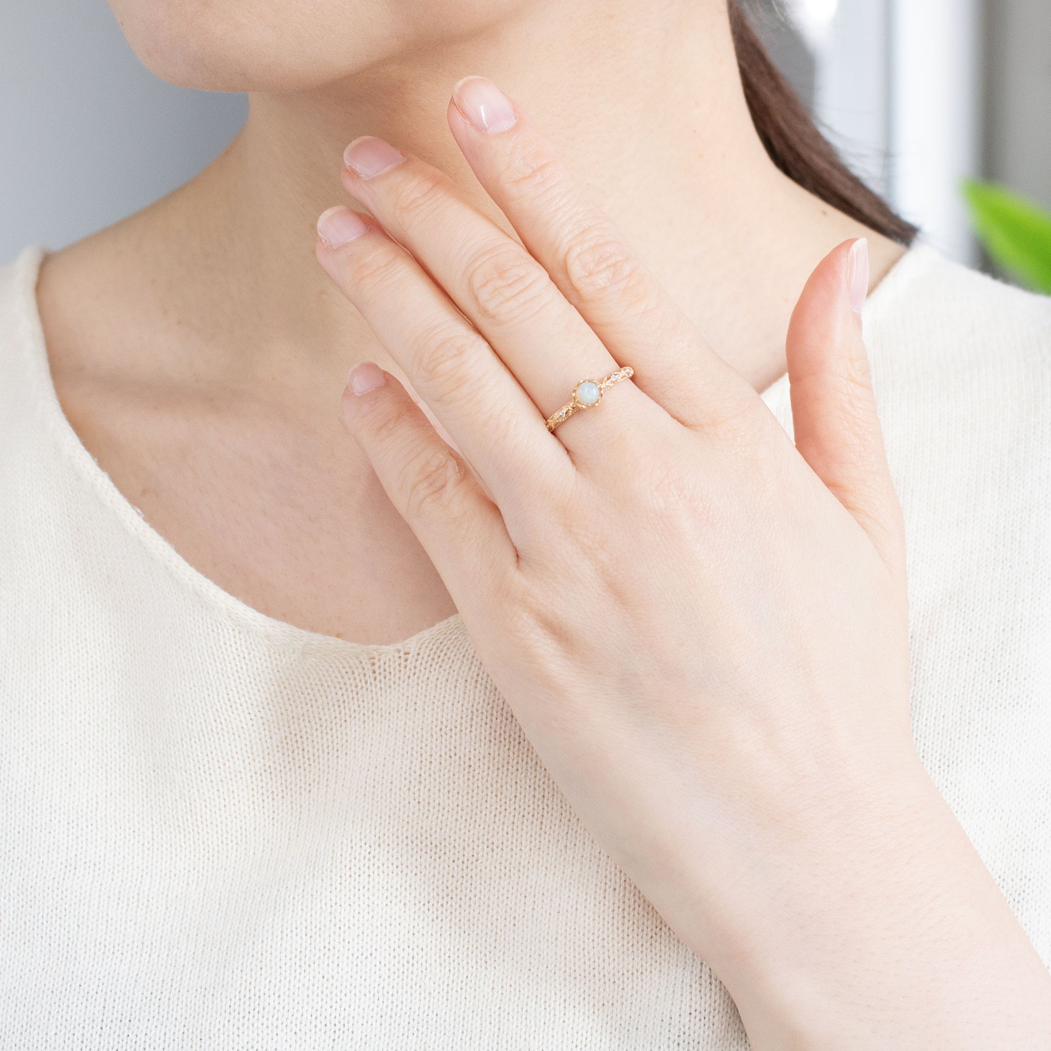 オパール/ダイヤモンド K18リング(10月誕生石)《26C20111》